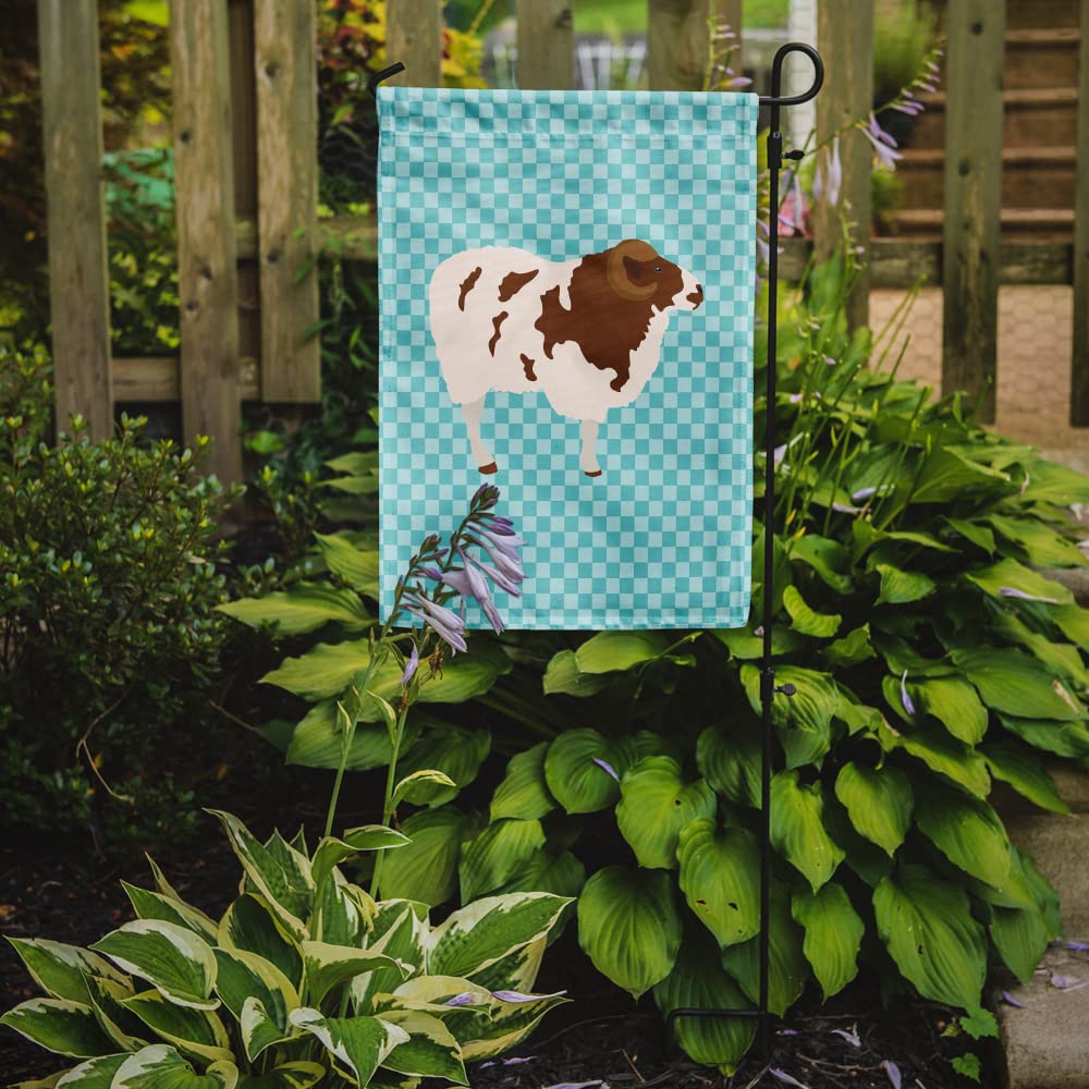 Caroline's Treasures BB8149GF Jacob Sheep Blue Check Flag Garden Size , Small, multicolor