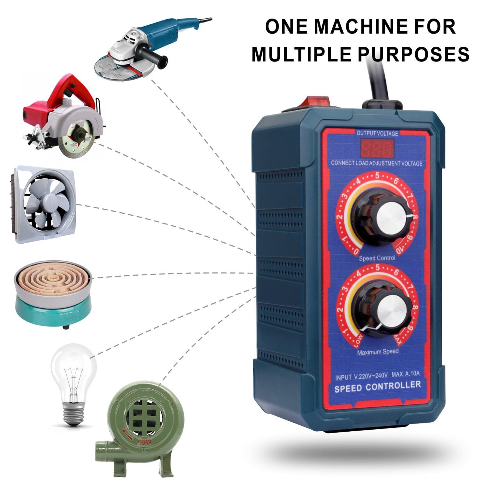 Marhynchus Regulator Prędkości Silnika AC 10A (wtyczka UE)