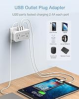 Vista 5 de TESSAN Adaptador de salida de 2 clavijas a 3 clavijas, adaptador de enchufe de EE. UU. a Japón con 2 tomas de corriente 3 puertos USB, divisor