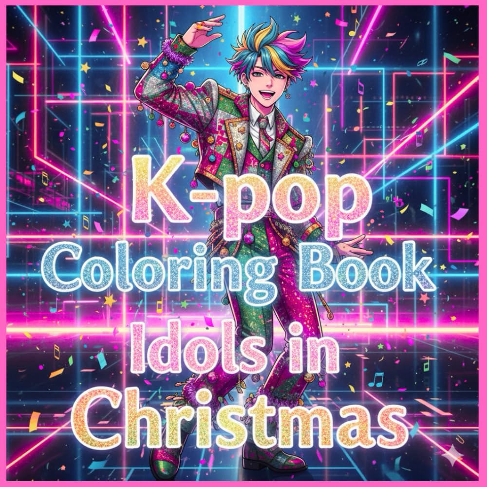 K-POP Coloring Book: Scenes of K-pop Idols at Christmas and Adorable Anime and Kawaii Drawings for all Ages