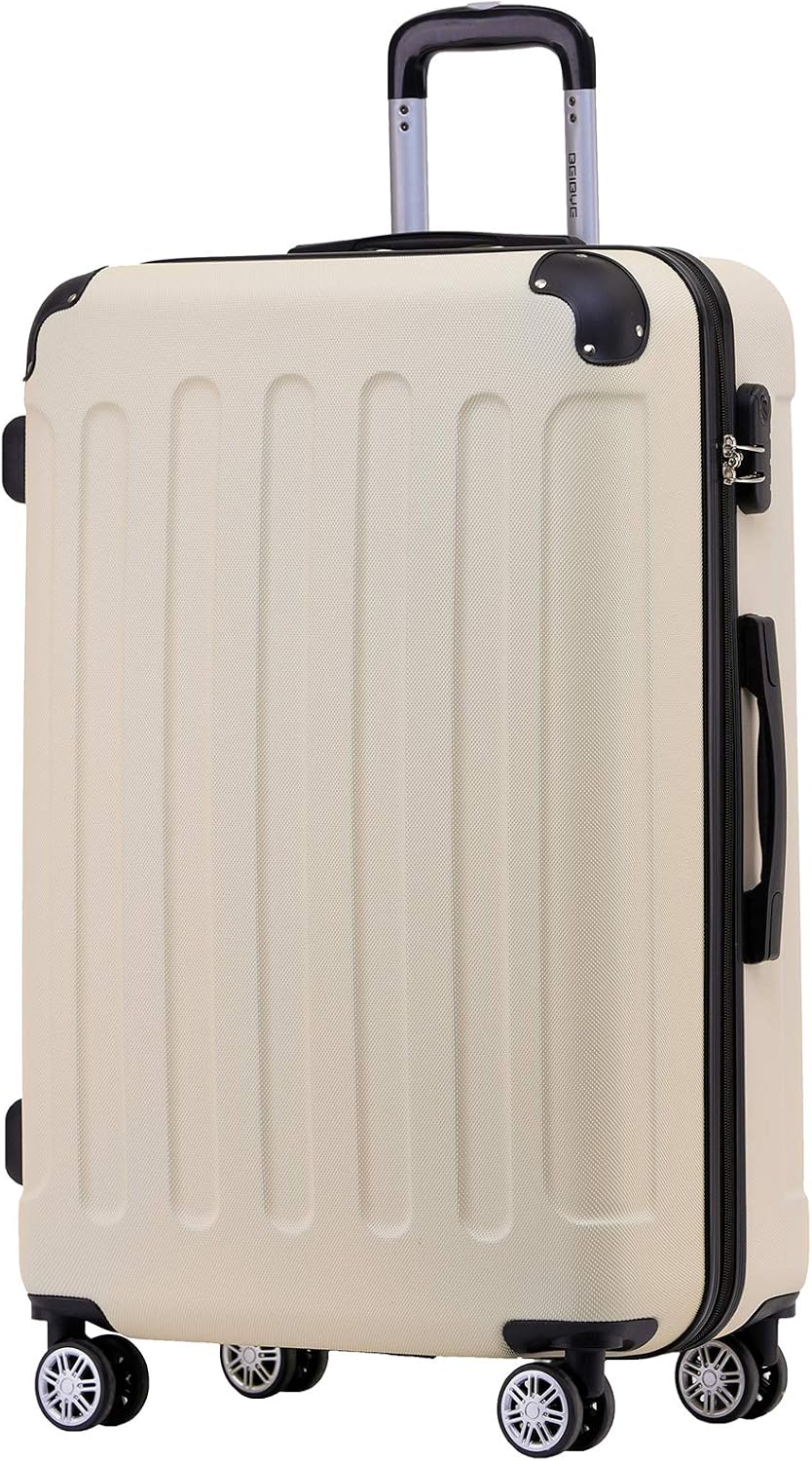BEIBYE Hard Case XL 76 cm Large Travel Suitcase Cream White