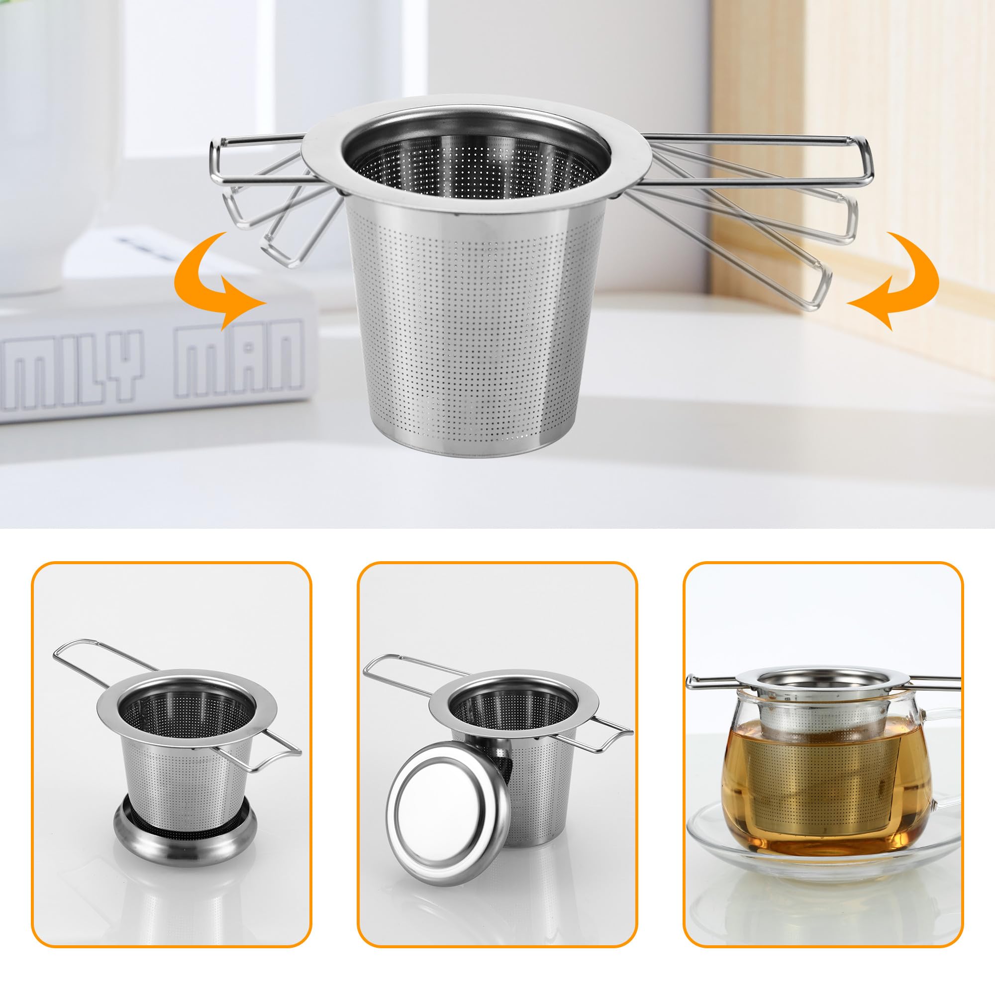 Fenshine Infusore Per Tè In Acciaio Inox Con Manico In Silicone, Filtro A Maglia Fine, Per Foglie Sfuse
