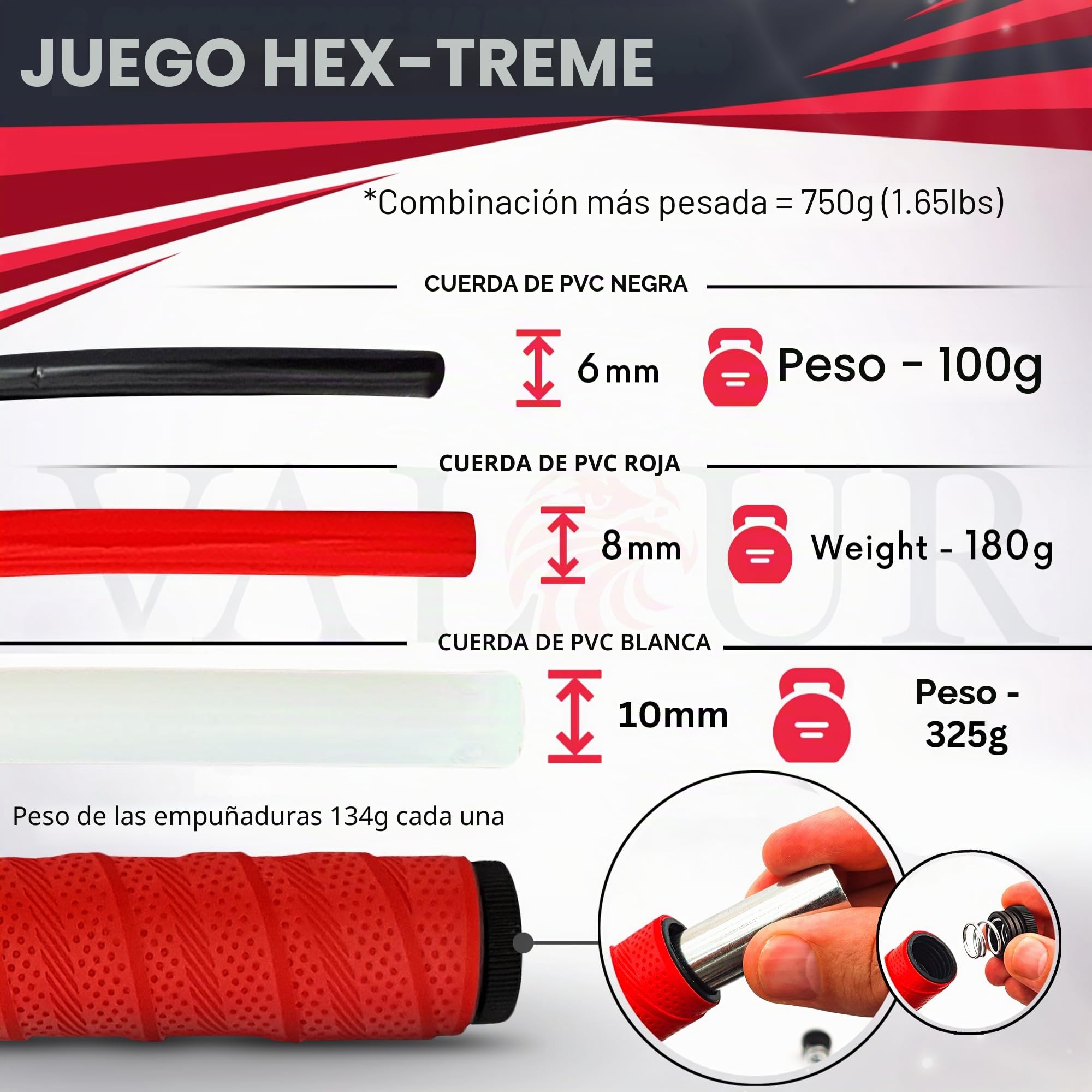 Valour Strike Cuerda de saltar pesada | La mejor cuerda de saltar para entrenamiento cardiovascular y entrenamientos en casa al aire libre | Cuerda de saltar pesada para equipos de ejercicio de