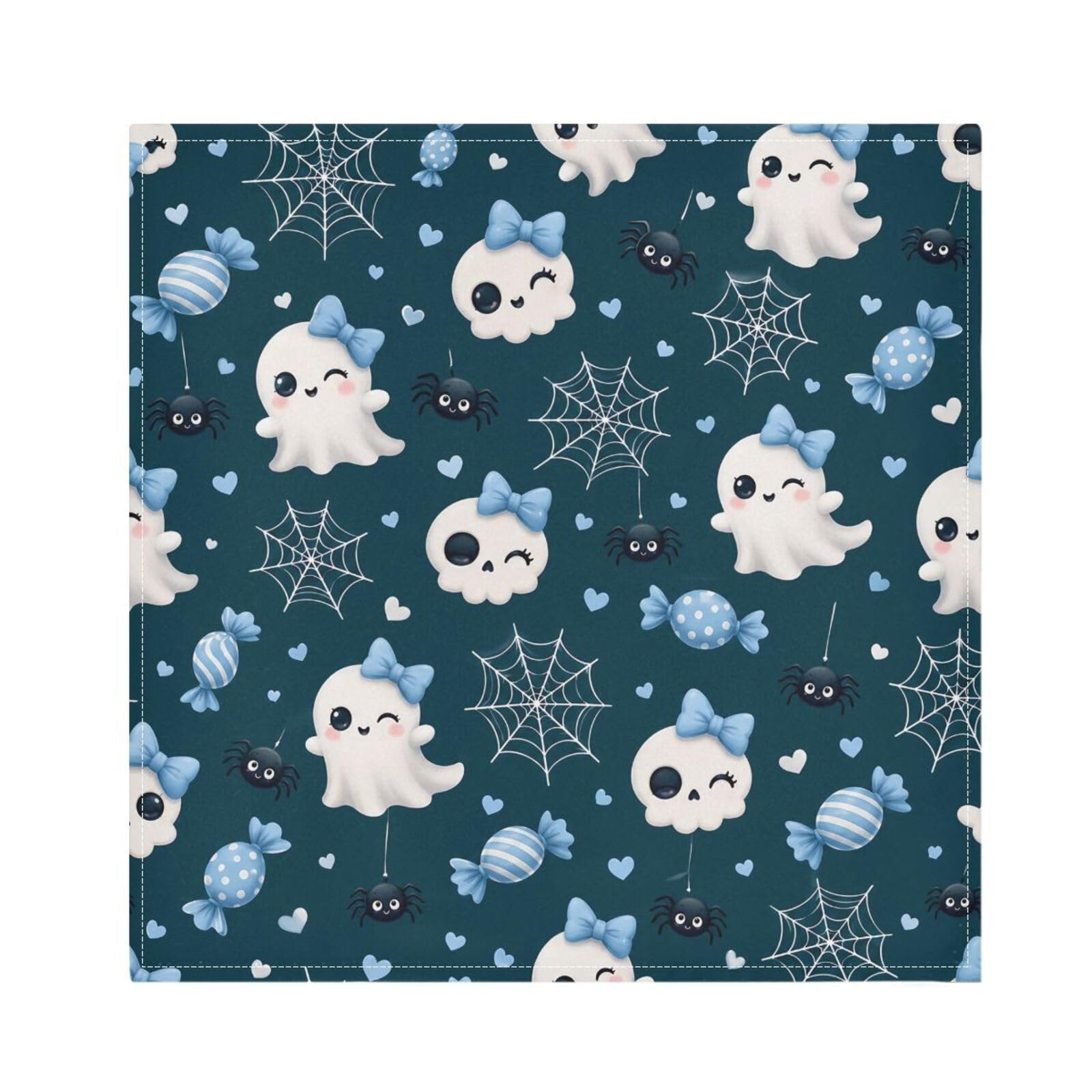 Ttgoth Halloween Boo Cloth Napkin Set of 6 Washable & Reusable Dinner Napkins for Dining Table, Banquets, Wedding, Party, 50x50 cm