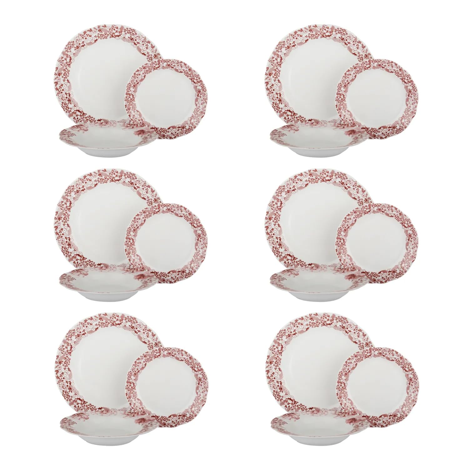 KASANOVA servizio piatti 6 persone Secret Garden - Set piatti porcellana 18 pezzi elegante