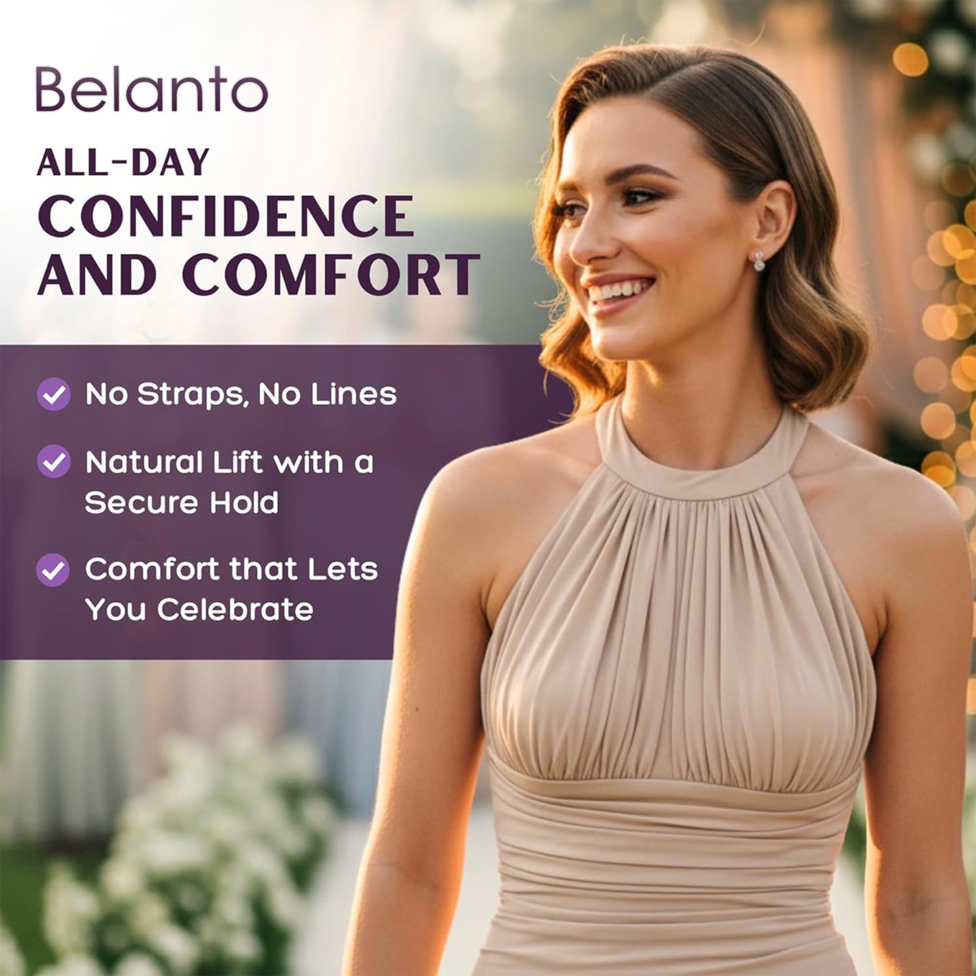 Belanto Women's & Girls Nipple Cover Strapless Bra, 2 Pair Beige & Black Color Invisible & Reusable Push Up Bra, Self Adhesive Breast Lift Up Sticky Bra Fits A-C Cups (Beige & Black, Fits A-C Cups) 4
