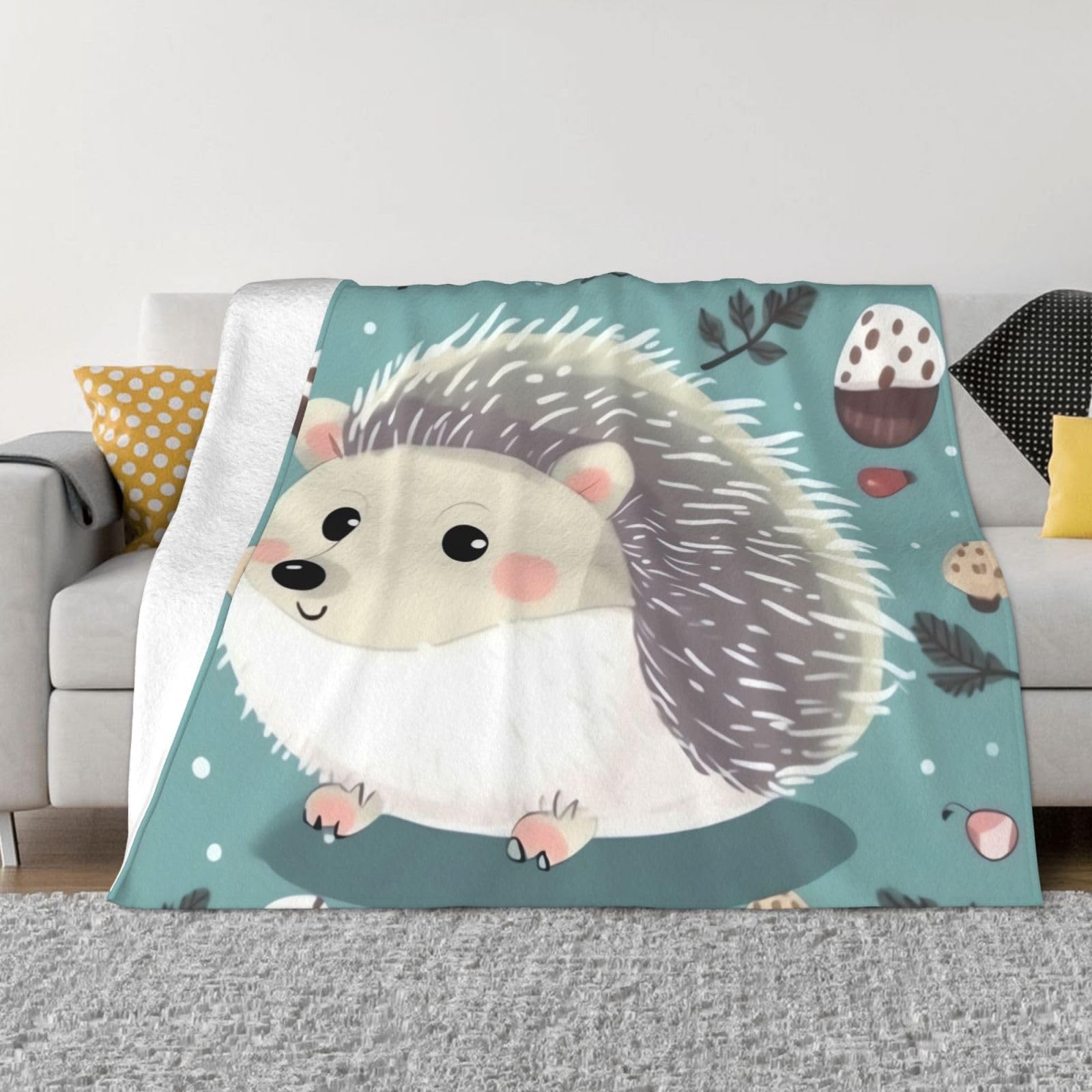 Couverture de lit en peluche chaude et respirante motif hérisson dessin animé