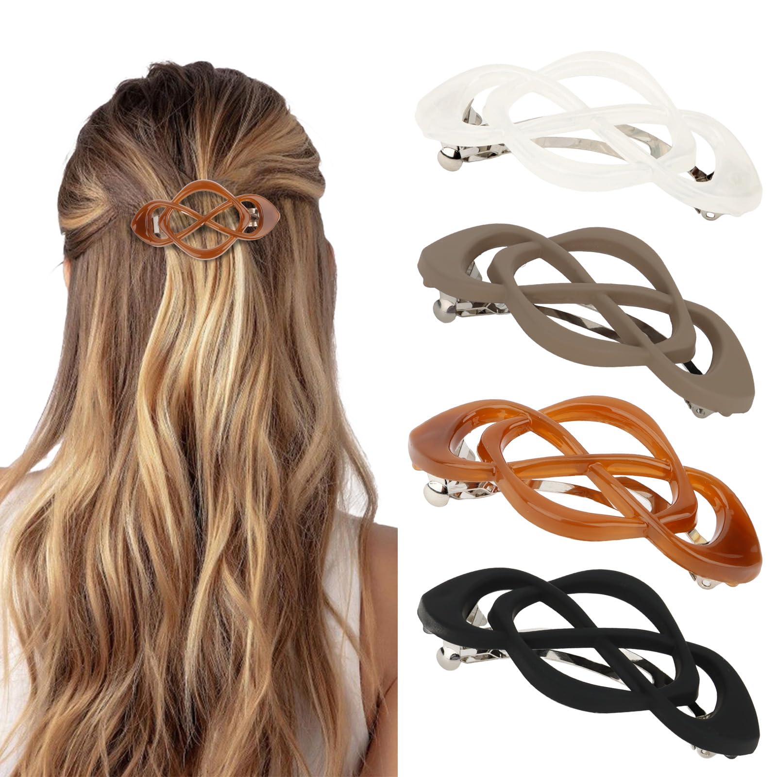 Amariver Hair Barrettes for Women 4packs Hair Clips French Barrette Stylish Accessories for Women Girls