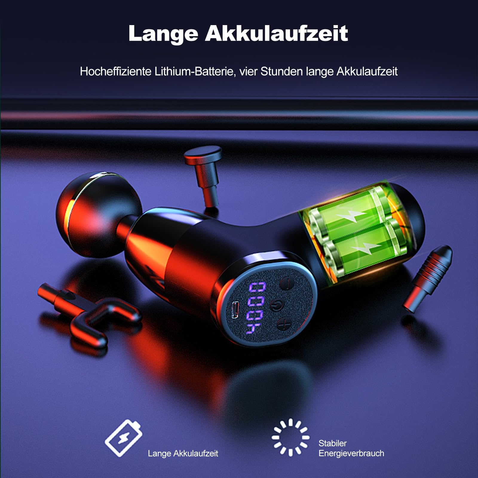 Ergocar Muskel Massagepistole Massage Gun Tiefen Massagegerät für Nacken Schulter Faszien Tiefengewebe mit 20-Gang-Modi Elektrisches Handmassagegerät 4 Massageköpfen, Taste Stil-Rosa
