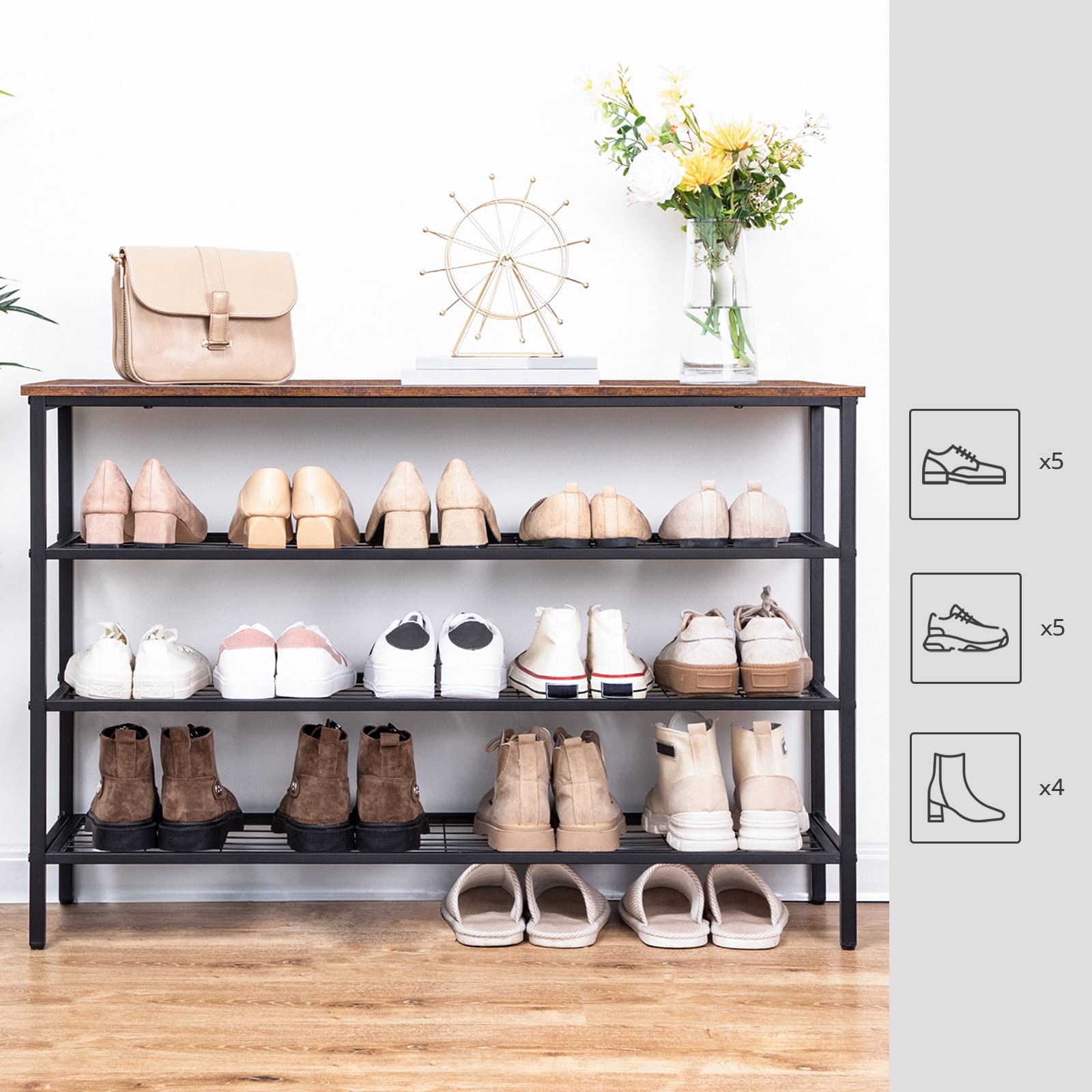 Buy HOOBRO 4Tier Shoe Rack, Shoe Rack Organizer with 3 Metal Mesh