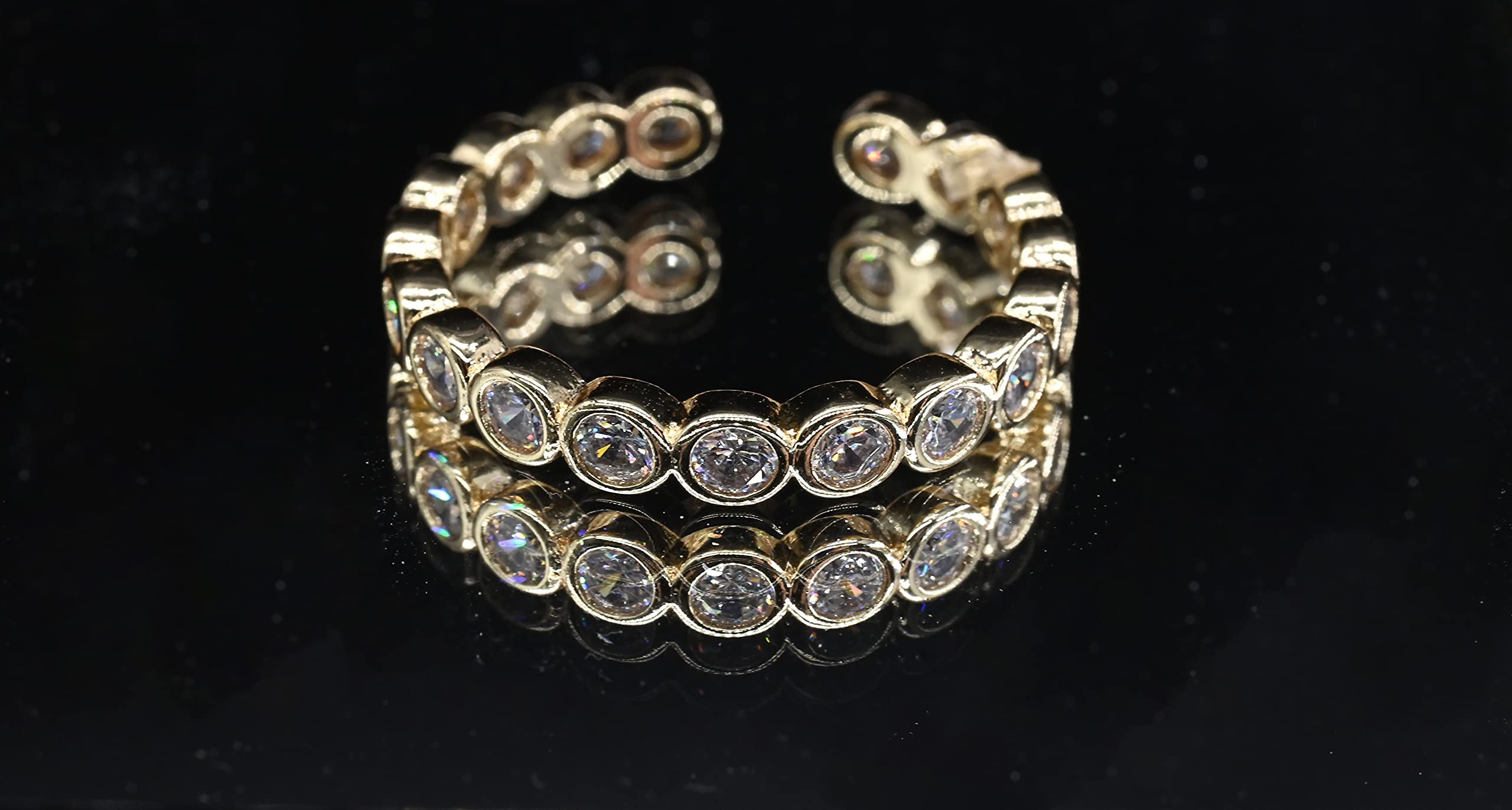WBDWWTD BZEBI Anillo de eslabón Abierto apilable Chapado en Oro de 18 Quilates con circonita cúbica para Mujeres y niñas, Bandas de eternidad, joyería Minimalista