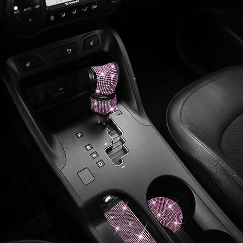 Miniatura 10 de Juego de 17 fundas brillantes para asientos de automóvil, accesorios de diamantes de imitación para volante, terciopelo brillante transpirable