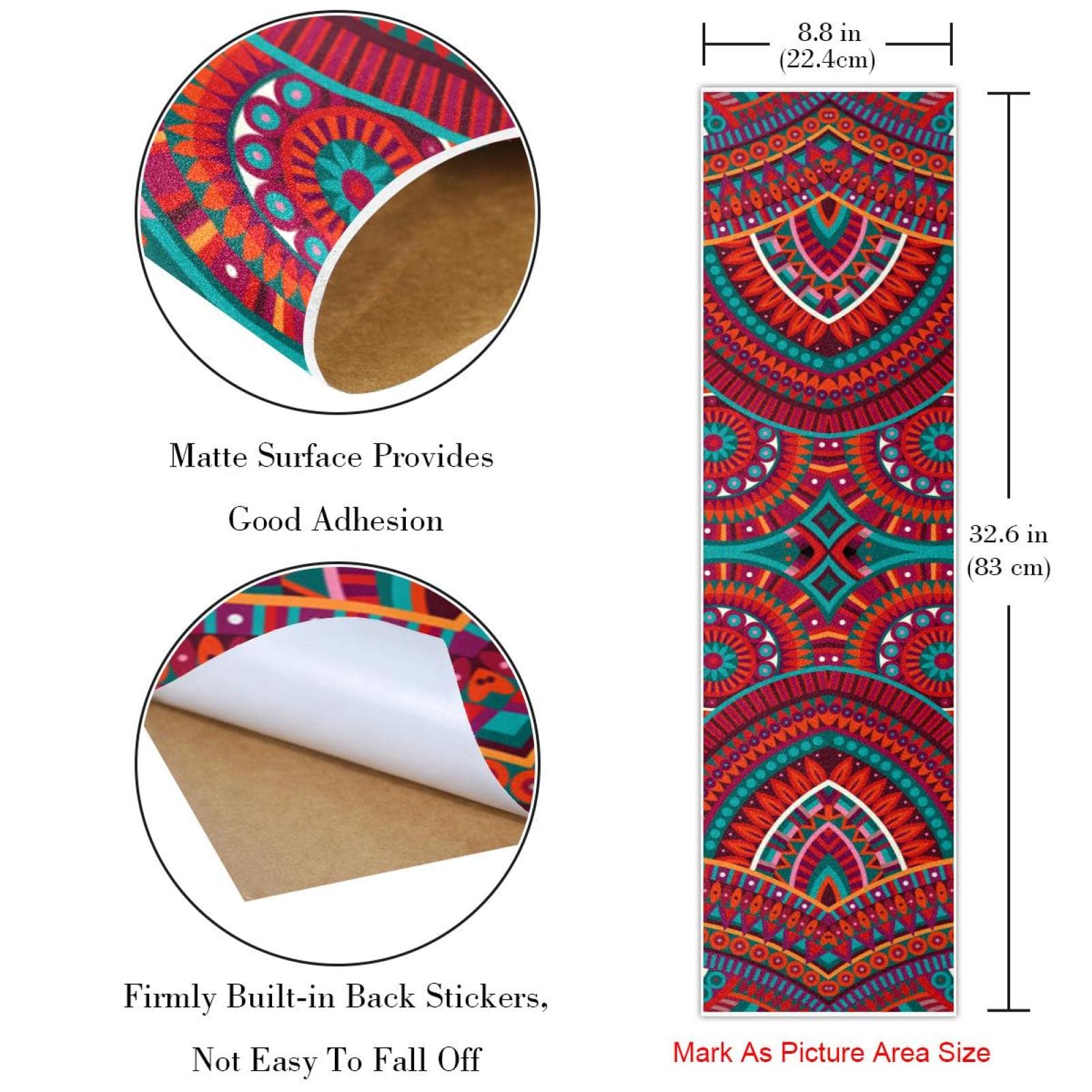 2 Stück Skateboard-Griptape / Schleifpapier, Retro-Stil, Bohemia-Design, für Longboard, Roller, Deck, Sandpapier, Rot