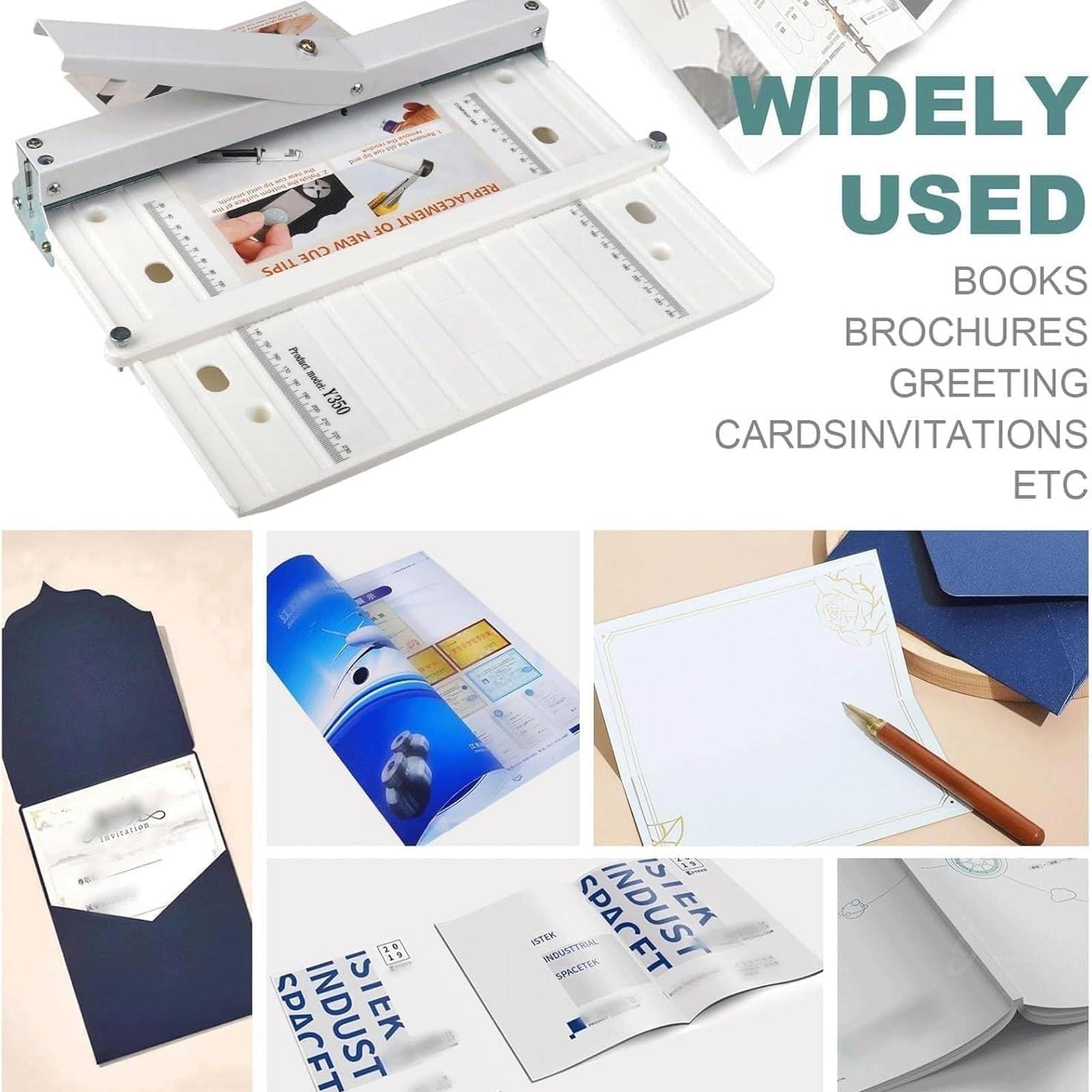 Piegatrice e piegatrice manuale per carta, strumento per cordonatura di carte da 350 mm, piegatrice di carta portatile, per biglietti d'auguri lato corto A4 e A3, inviti per brochure e carta fotografi