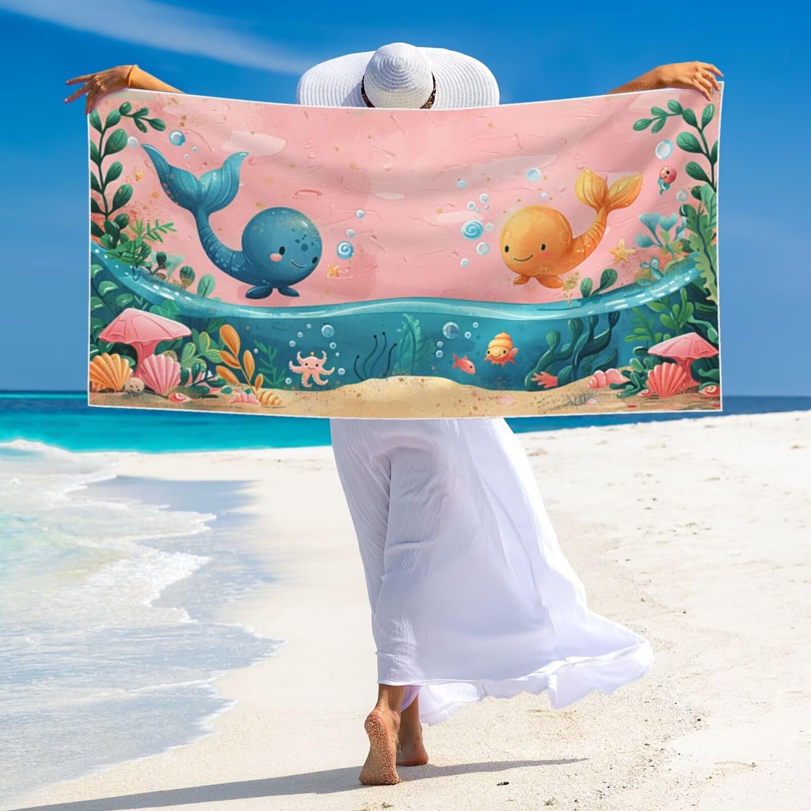 Telo Mare Microfibra xxl Grande Asciugamano da Spiaggia 100x180cm Asciugatura Rapida Telo Cotone Morbido, Antisabbia Mare Coperta da Spiaggia per Campeggio, Piscina, Viaggio Animali carini G-3769