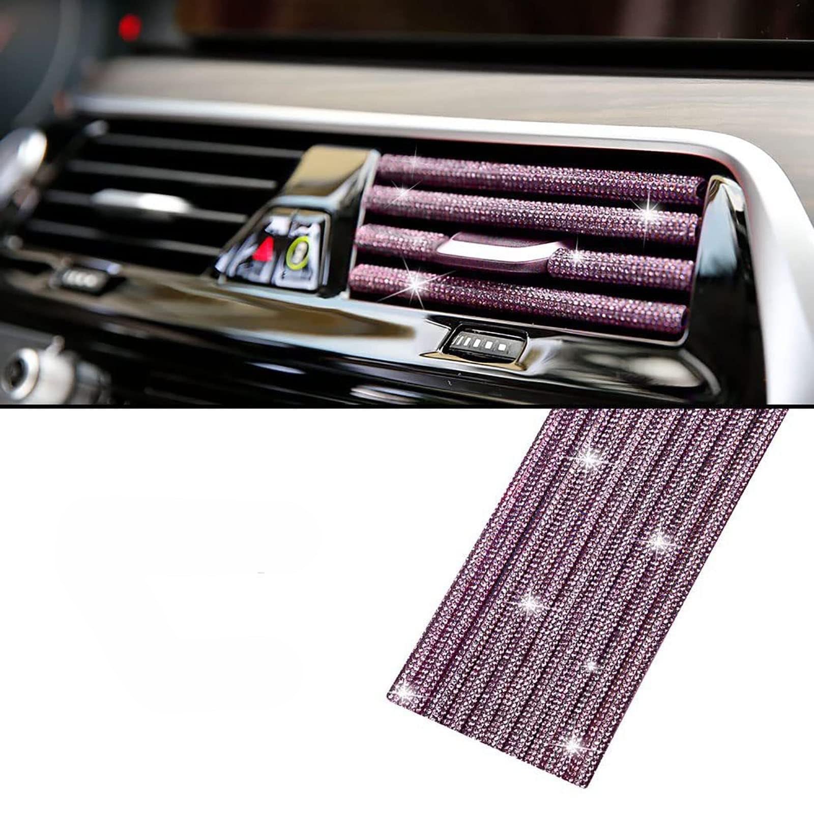 DHRYJGH 10PCS Bling Car Air Conditioner Decoration Strip, for MINI Aceman J05 2024-2026, Bling Rhinestone Decor Air Vent Trim, Crystal Car Air Vent Covers,G-Purple