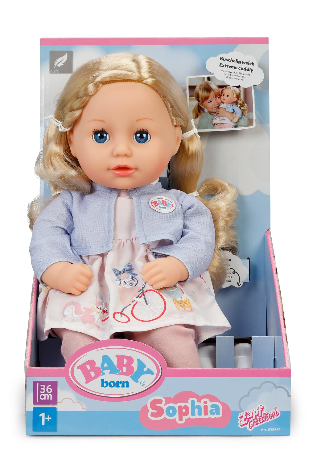 BABY Born Sophia Rose - Weiche 36cm große Babypuppe - Puppe mit hochwertigen blonden Haaren & Schlafaugen - Geeignet für Kinder ab 1 Jahr