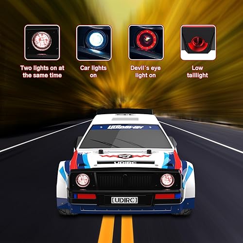 Miniatura 2 de Coche RC Drift a escala 116 de 30+MPH, motor de cepillo mejorado RC todoterreno con 2 baterías recargables, 2 juegos de neumáticos y luz para niños