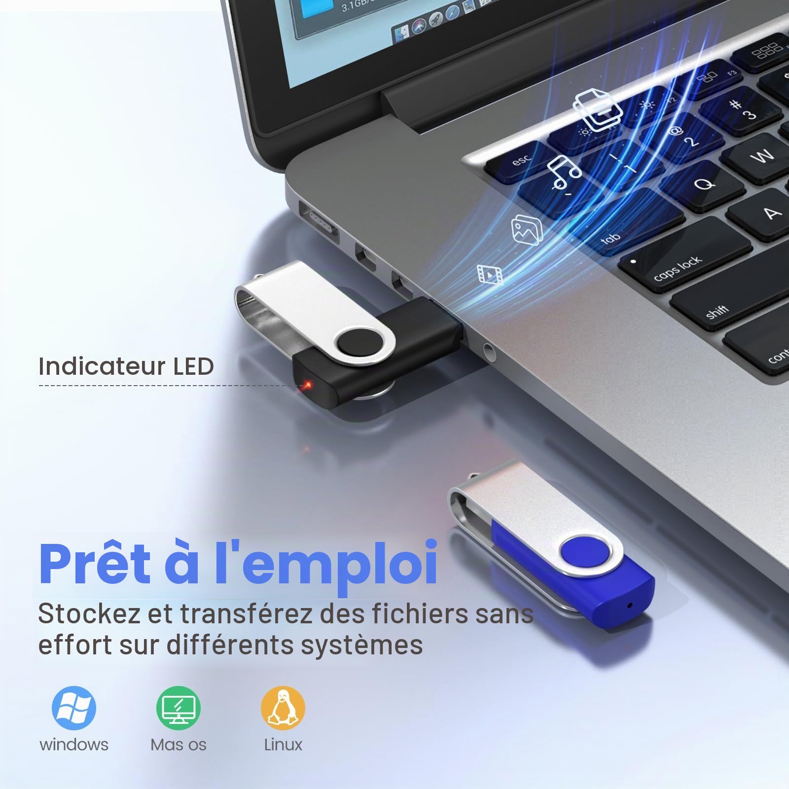 ABLAZE Clé USB 2.0 16 Go Lot de 10 Pivotant