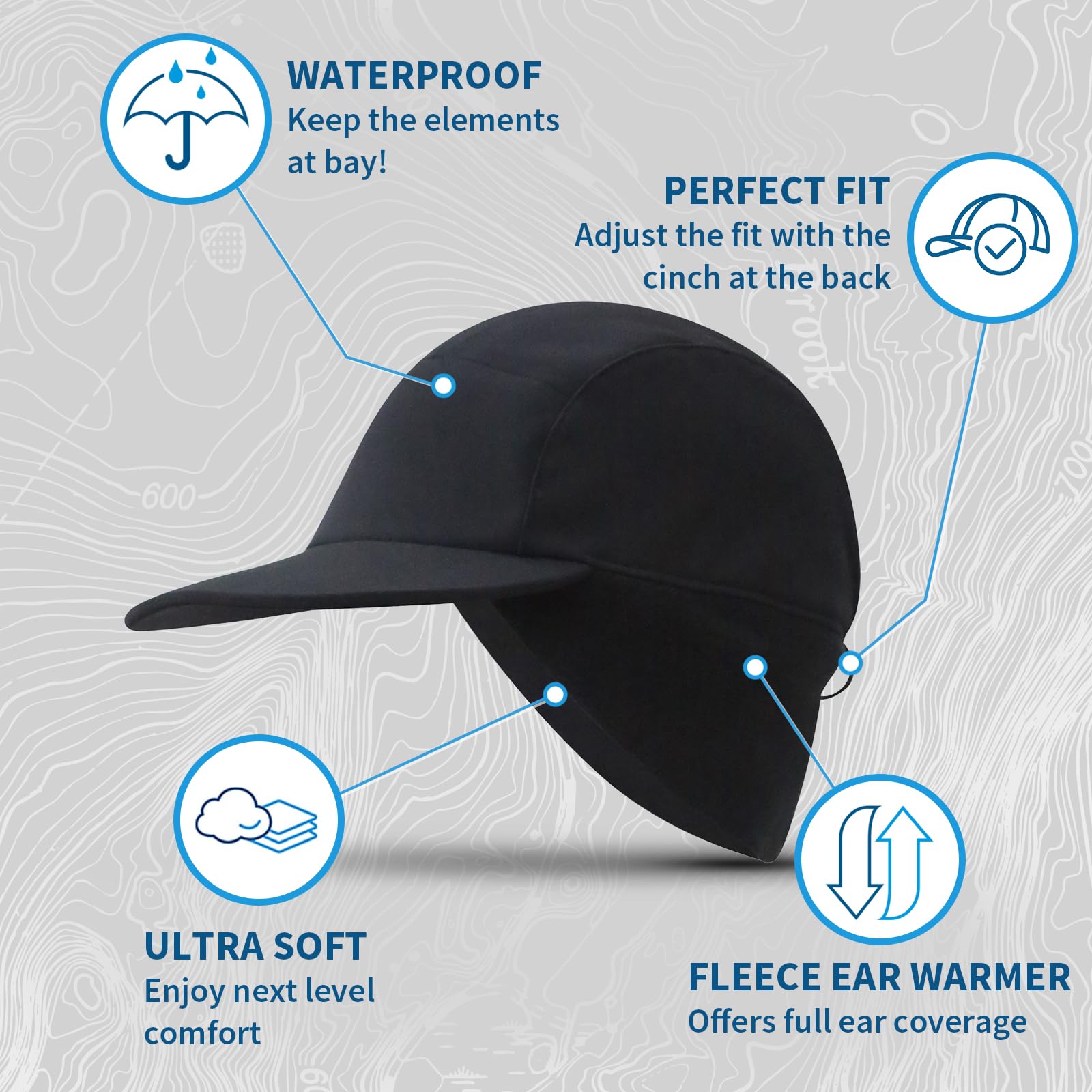 TrailHeads Sombrero de lluvia para mujer, sombrero de cola de caballo de invierno, sombreros impermeables para correr, senderismo, Storm Runner