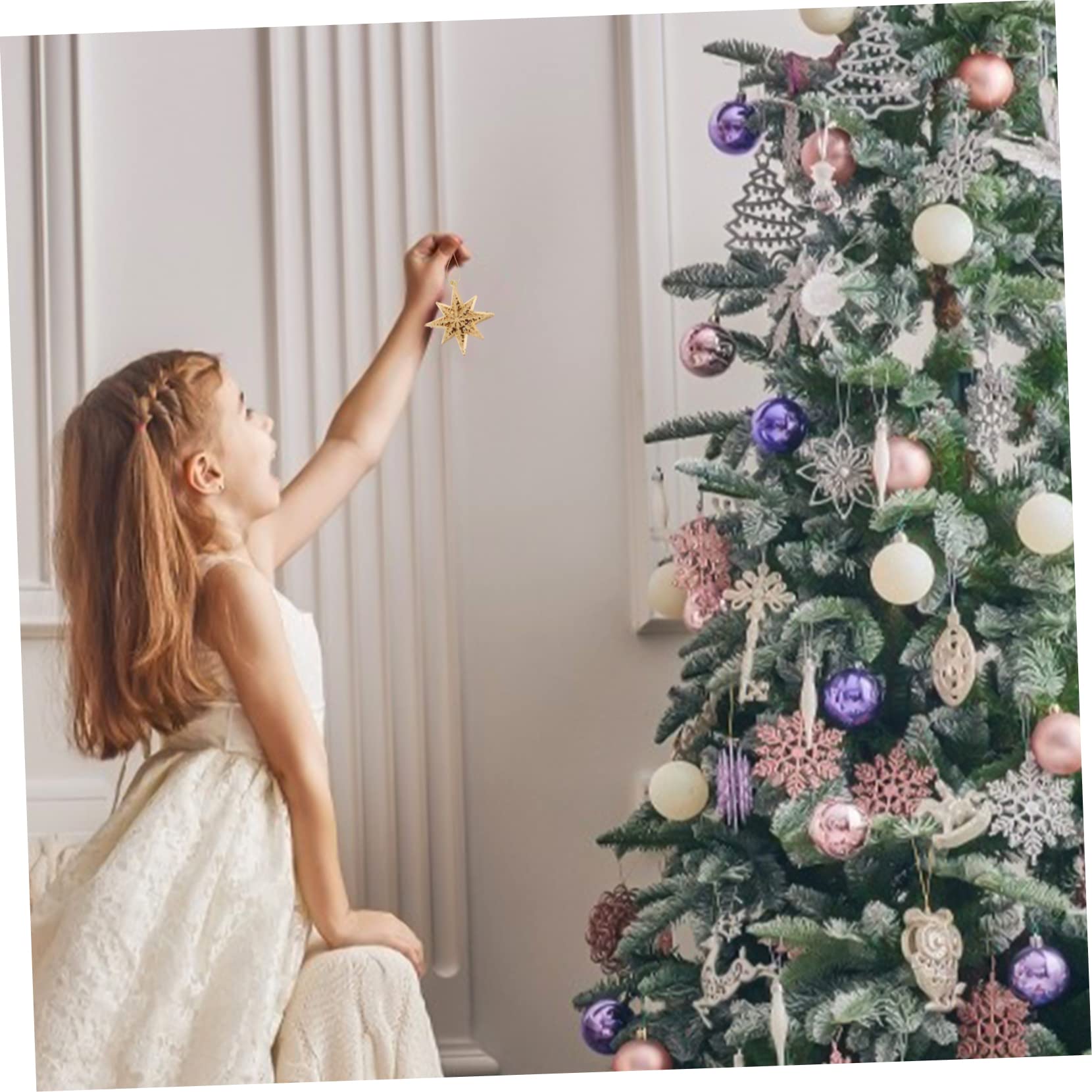 Cabilock 5 Set Ciondolo Stella Dorata Decorazione Superiore Dell'albero Di Natale Pendenti Dell'albero Di Natale D'oro Pendenti Natalizi Ciondolo Natalizio Decorazioni Natalizie 6 Pezzi * 5