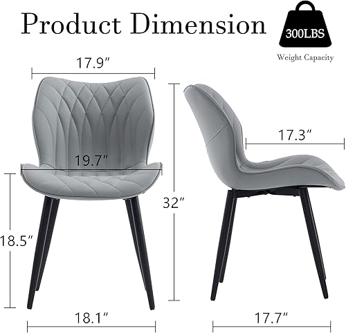 Miniatura 2 de YOUNIKE Juego de 2 sillas de comedor tapizadas de piel sintética para cocina y comedor, sillas auxiliares modernas de mediados de siglo, con