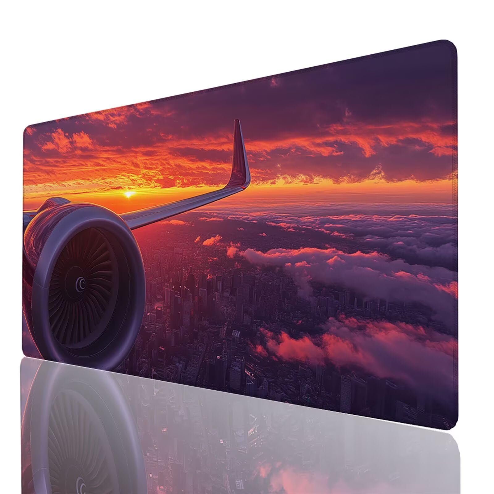 Tappetino Mouse Tramonto 1200x600x3mm, Tappetino Gaming Aereo Sottomano Scrivania per Compatibile Con Tastiera Wireless e Mouse Wireless, Impermeabile Mousepad per Accessori Scrivania Gaming 3601-GYL