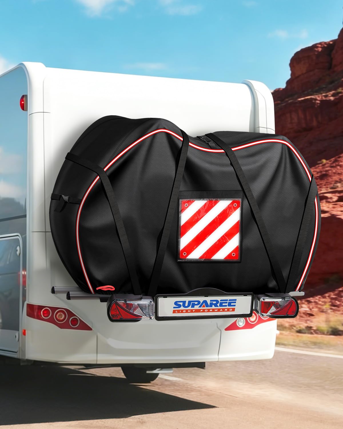 SUPAREE Housse de Protection 2 Velo Bache Velo Transport Housse pour Vélo Camping Car 420D Oxford Avec Poche pour Panneau d'avertissement Imperméable pour Voiture Voyages