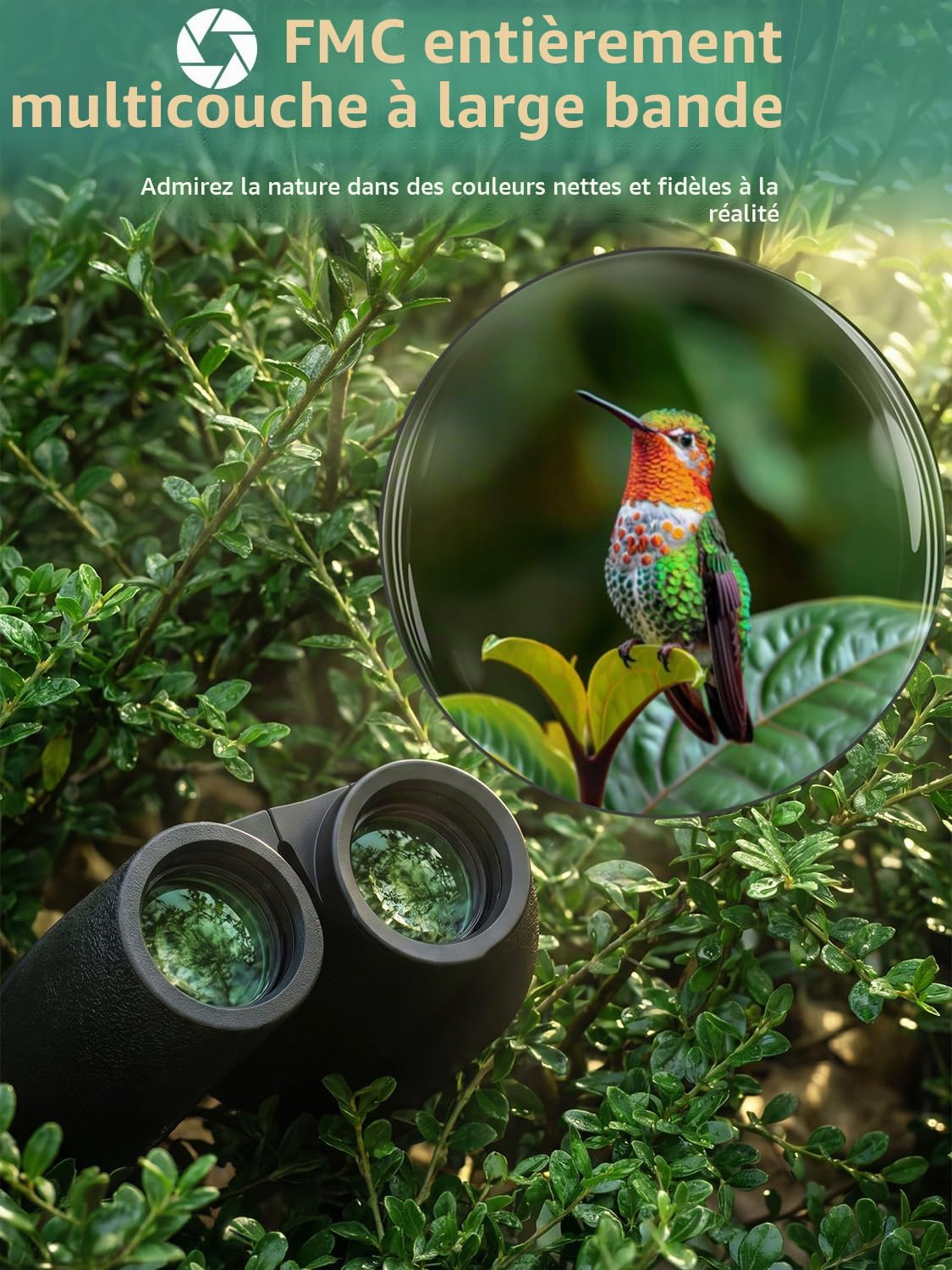 Jumelles compactes 20 x 25 pour Adultes et Enfants, Jumelles Adultes à Fort grossissement, Vision Nocturne dans des Conditions de Faible luminosité, idéales pour l'observation des Oiseaux, la Chasse