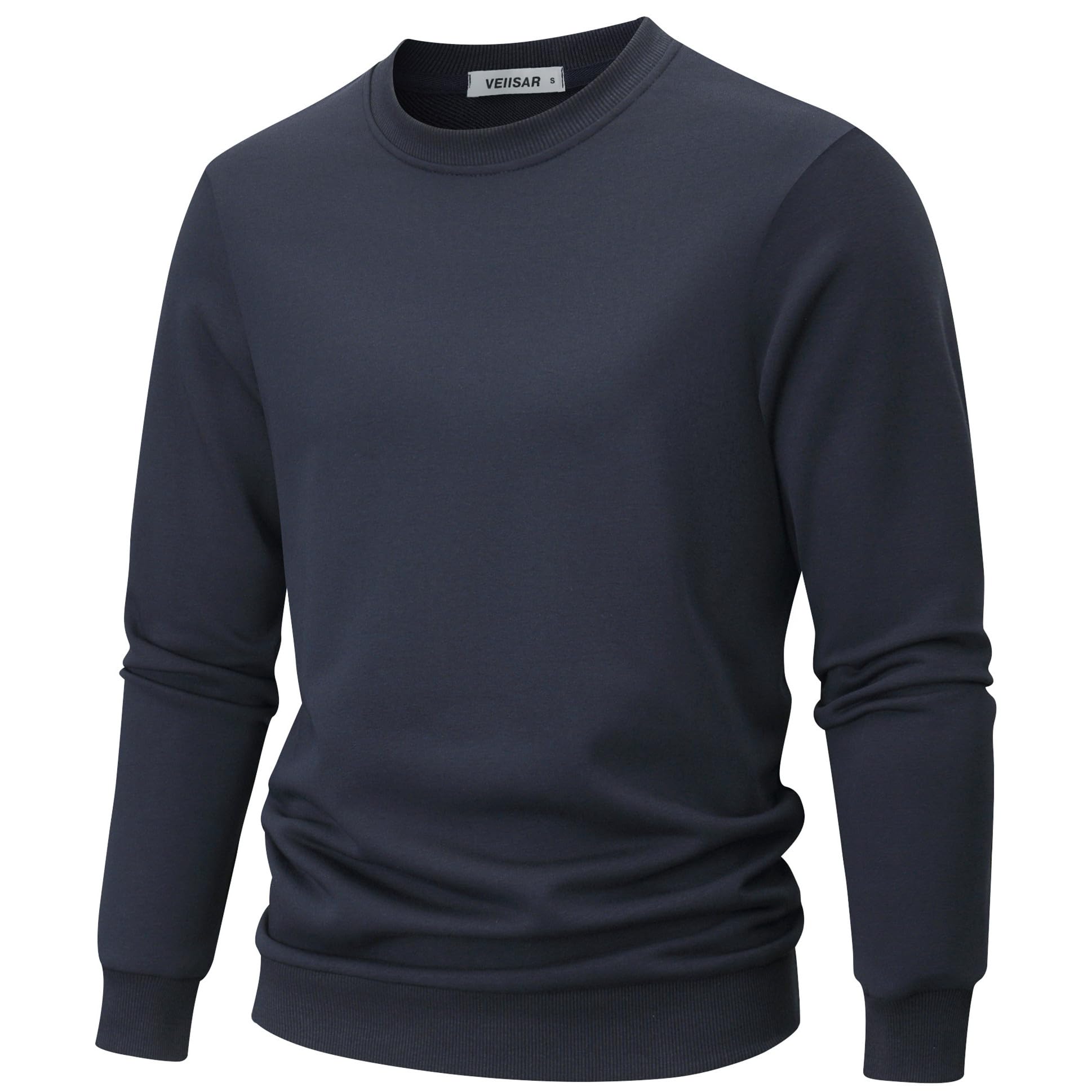 VEIISAR Sweatshirt Herren Langarm aus weicher Baumwolle - 310g Bequemer Pullover mit Rundhals für Herbst und Winter