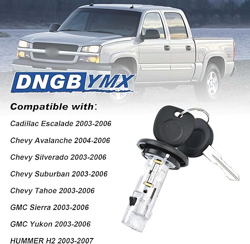 Miniatura 2 de Cilindro de bloqueo de interruptor de encendido con par de cilindros de bloqueo de puerta delantera compatible con Chevy Silverado Suburban GMC