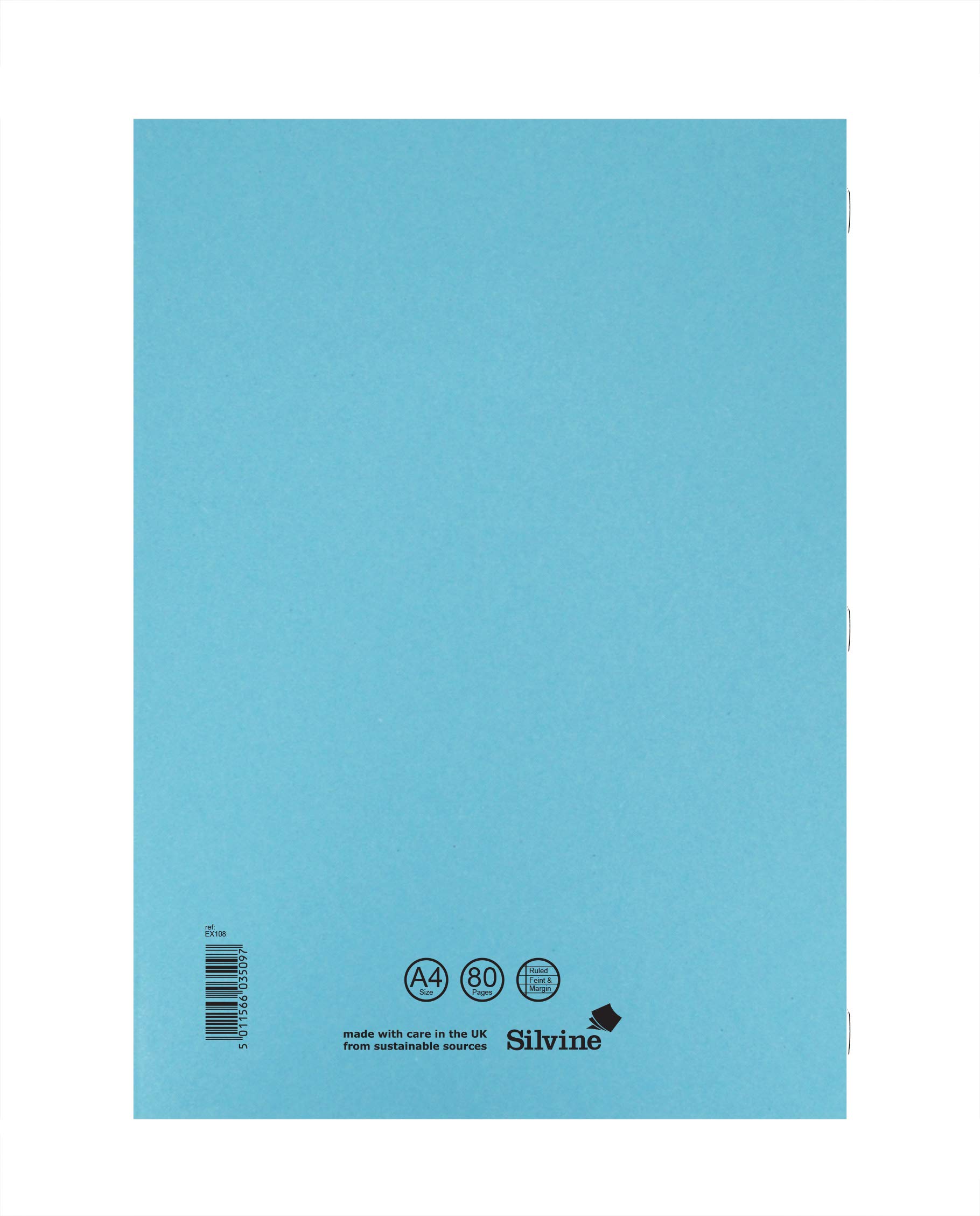 Silvine Quaderno a righe con margine, formato A4, blu (confezione da 10)