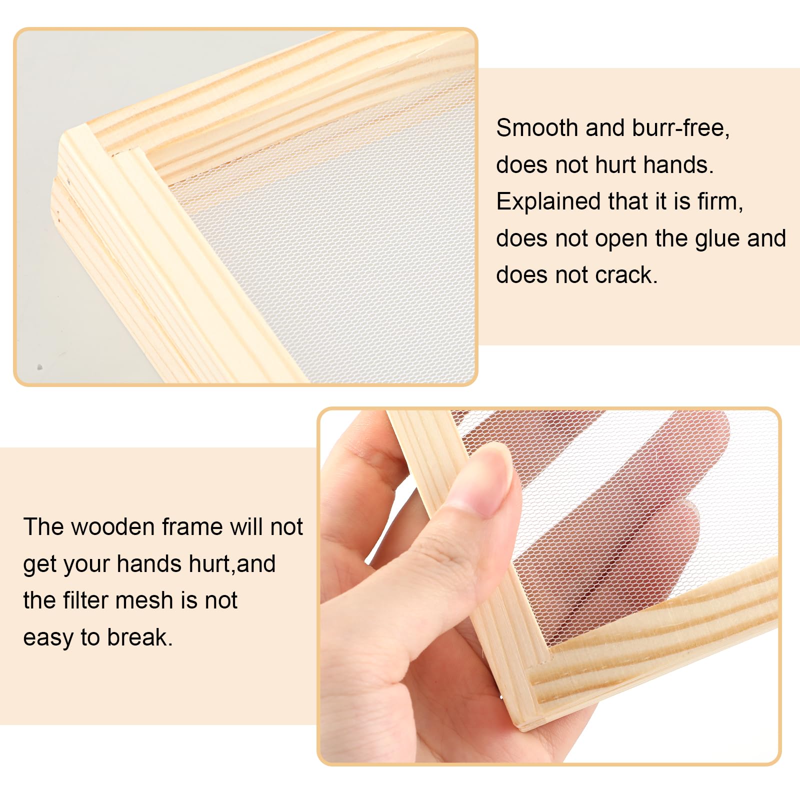 Qianyu Marco de madera A6, 18 x 13 cm, para manualidades, herramientas de tamizado, fabricación de papel de madera, flores secas, marco de madera para arte de papel, manualidades, manualidades