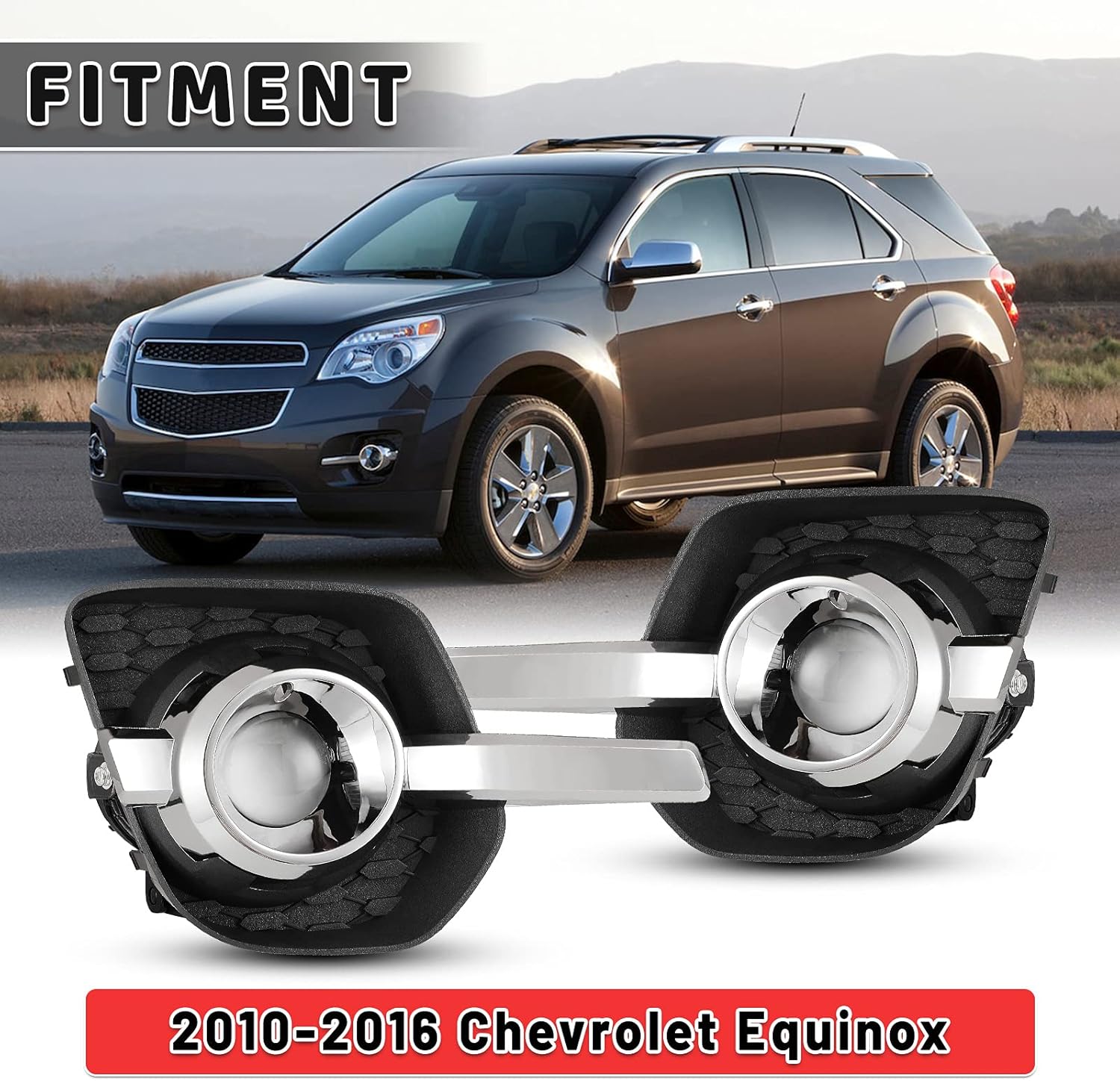 AUTOWIKI Fog Lights Lamp Assemblies Fit For 2010 2011 2012 2013 2014 2015 2016 Chevy Equinox Chevrolet Driver Passenger Replacement 1 Pair