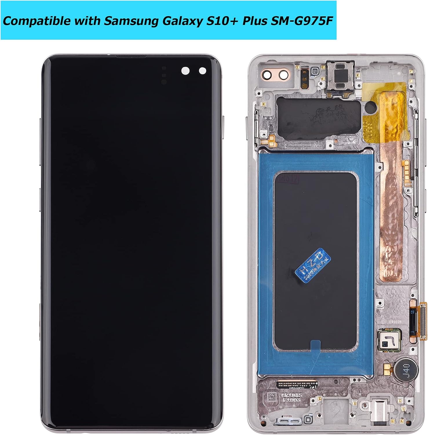 vvsialeek dynamic amoled compatible with samsung galaxy s10 plus sm g975f sm g975u sm g975w lcd touch screen display black with frame tools