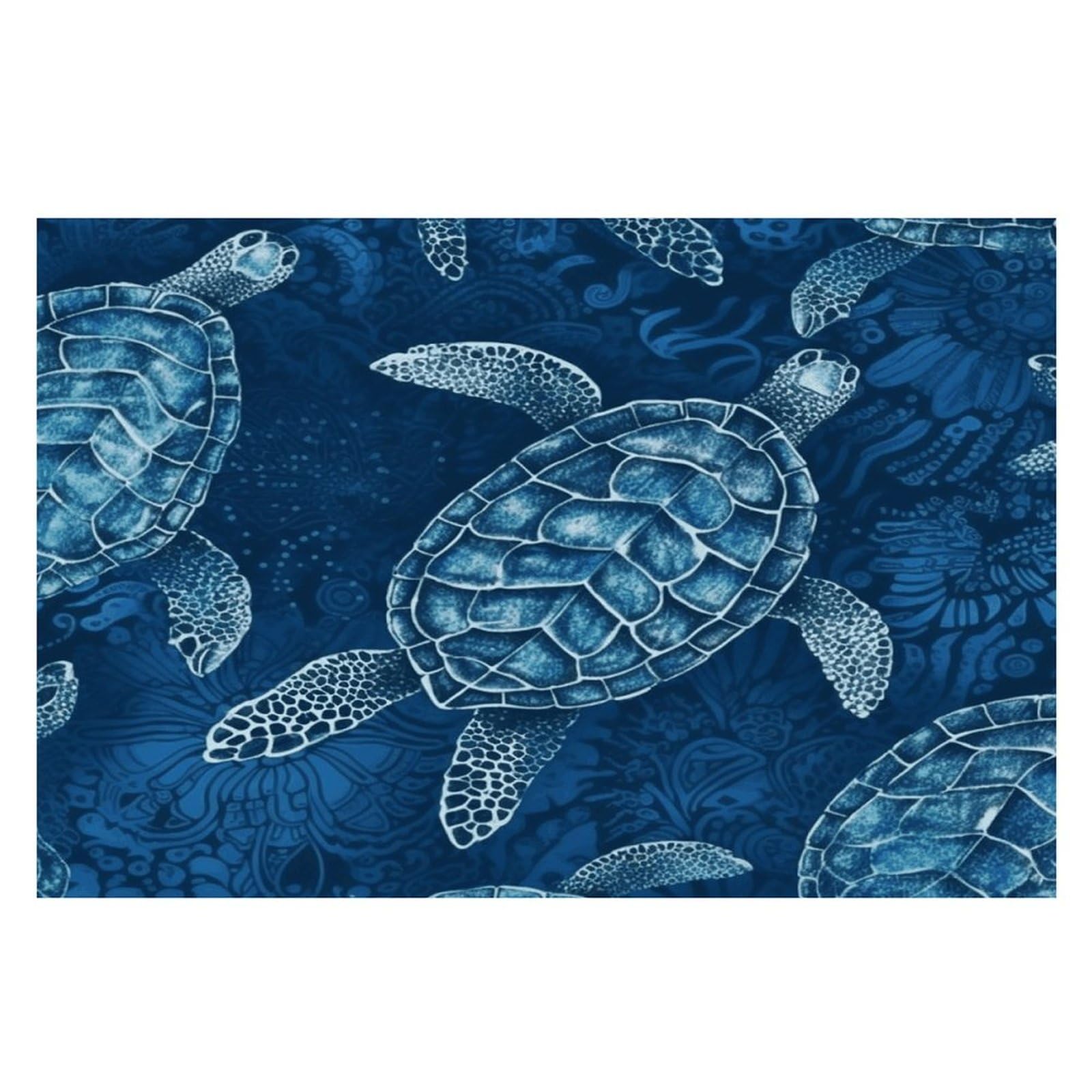 Sea Turtle-Blue Placemats Non-Slip Heat Resistant Table Mats Flax Washable Cloth Place Mats Easy to Clean Premium Placemat for Kitchen Dining Table Decor Party Outdoor