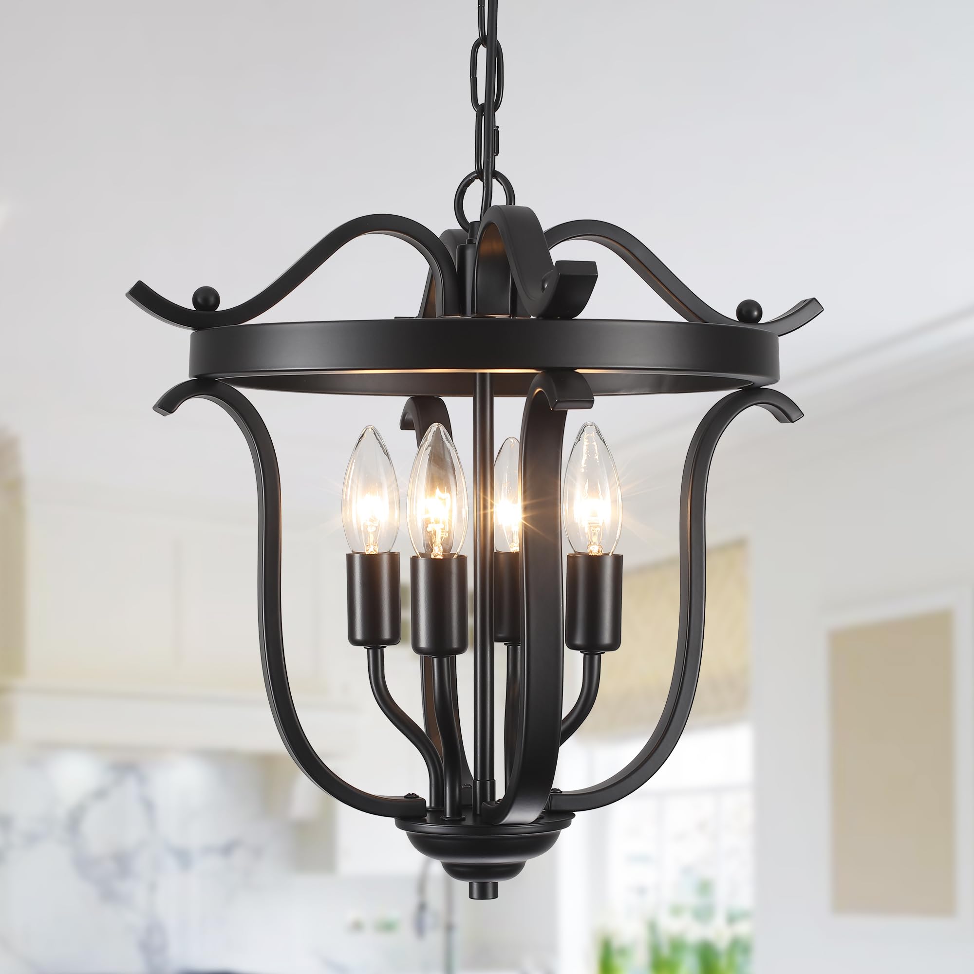 Photo 1 of Yidelloc Black Farmhouse Chandelier (4-Light)