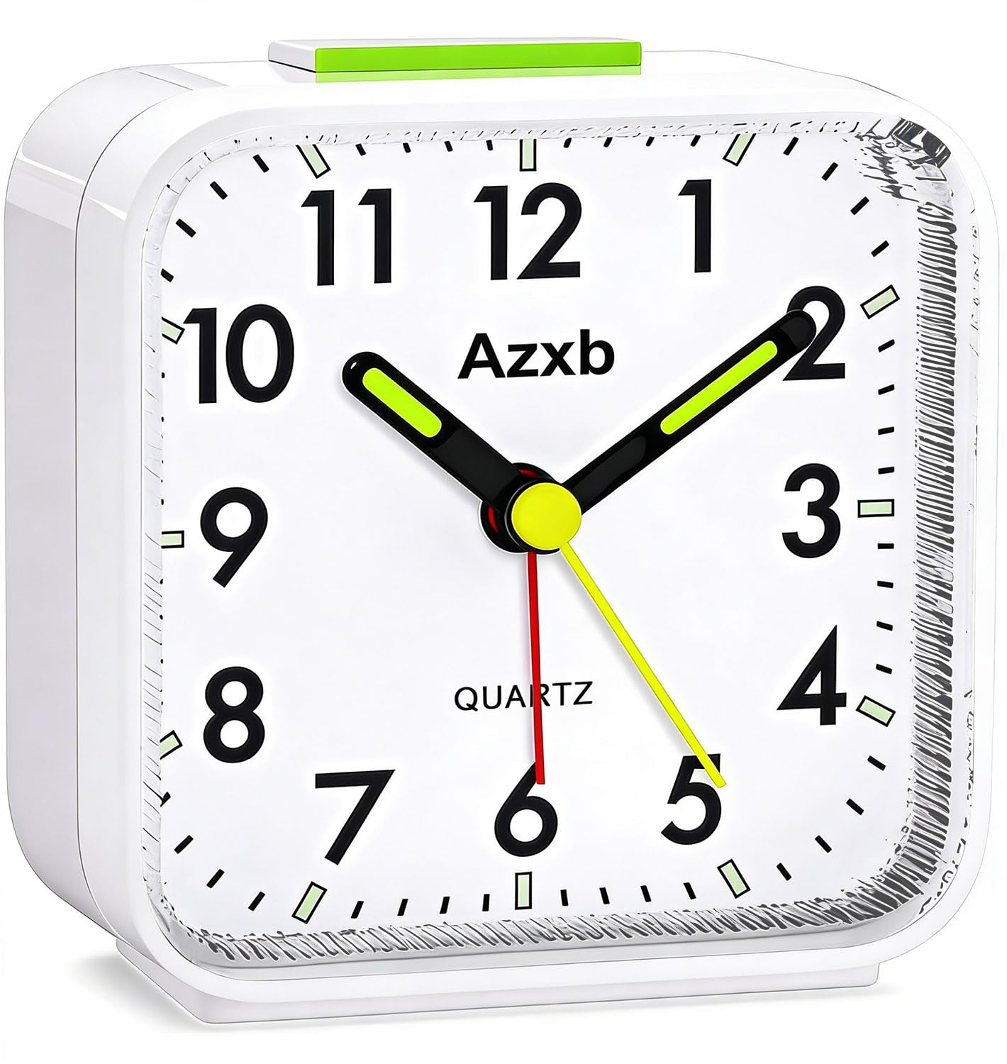 Azxb Sveglia analogica, silenziosa, senza ticchettio, a batteria, sveglia da viaggio con luce notturna, snooze, allarme forte, luminoso, silenzioso, piccolo orologio da scrivania per camere da letto