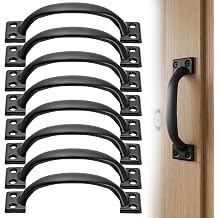 8 PCS Gate Handle, Wooden Gates and Shed Doors, Durable Black Pull Door Handles, Garden Gate Handle with Easy Installation