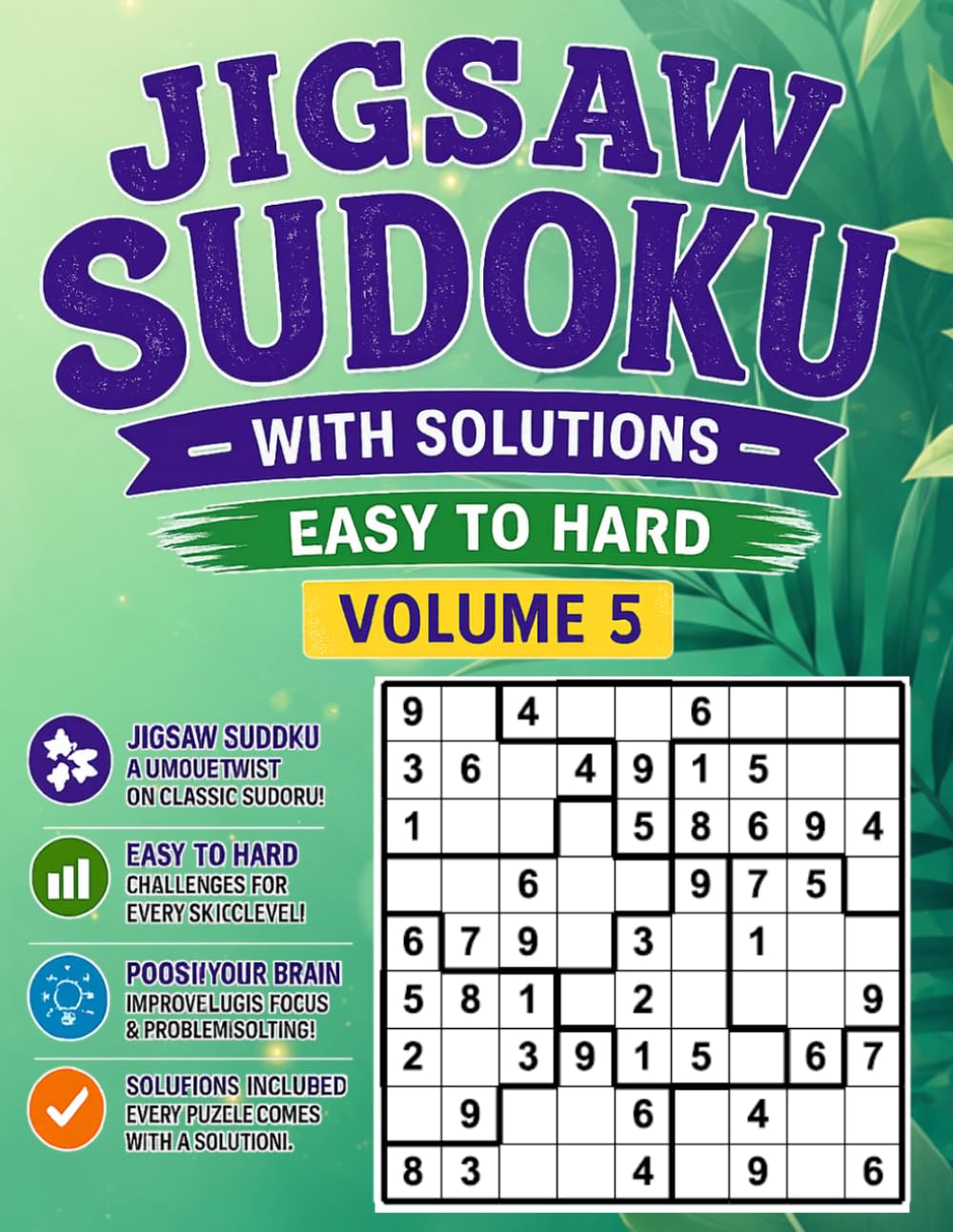 Jigsaw Sudoku with Solutions Easy to Hard Volume 5: 300 Irregular Sudoku Puzzles – Easy, Medium & Hard (jigsaw Sudoku Puzzles Series)