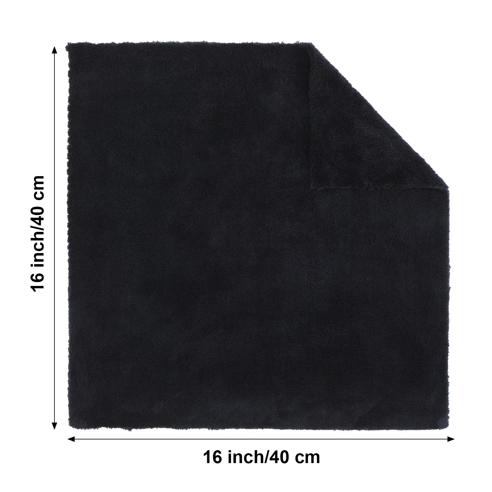 Shimeyao 40 Stück randlose Mikrofaser-Plüsch-Handtücher für Autos, Details, Trocknen, Waschen, Polieren, saugfähige Reinigungstücher, 500 g/m² (40 x 40 cm, schwarz)
