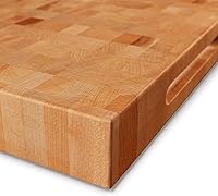 Vista 5 de CONSDAN Tabla de cortar de grano final, madera dura cultivada en Estados Unidos, bloque de carnicero de 20 x 15 pulgadas, arce duro con mango