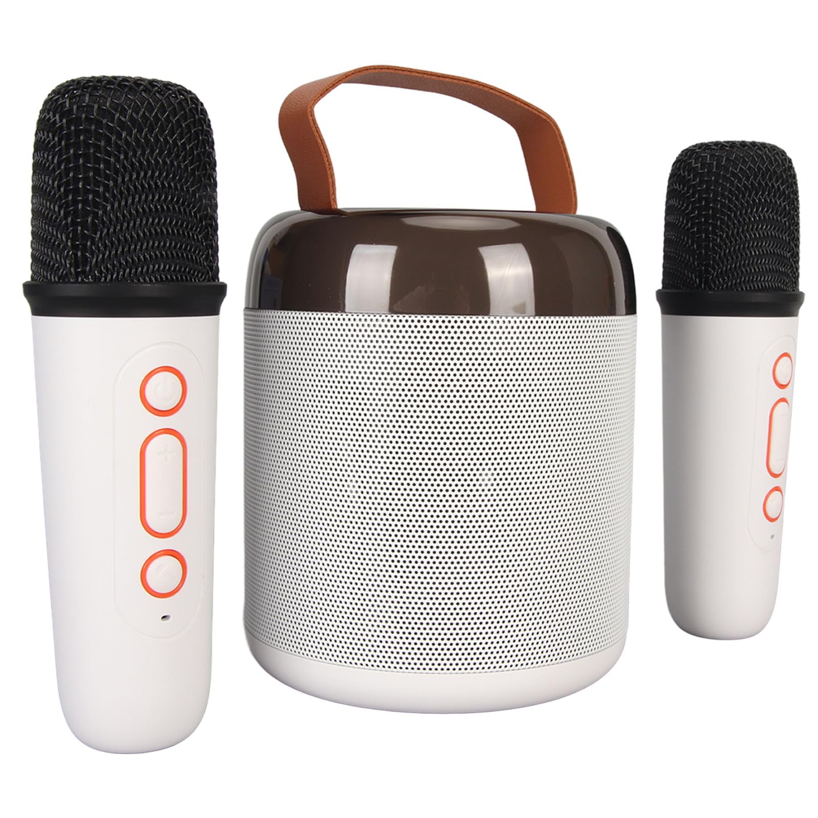 Altoparlanti Karaoke Wireless Effetto Sonoro di Caraoke Portatile per Feste di Famiglia, 2 Microfoni, Set Altoparlanti, Set Mini Karaoke (WHITE)