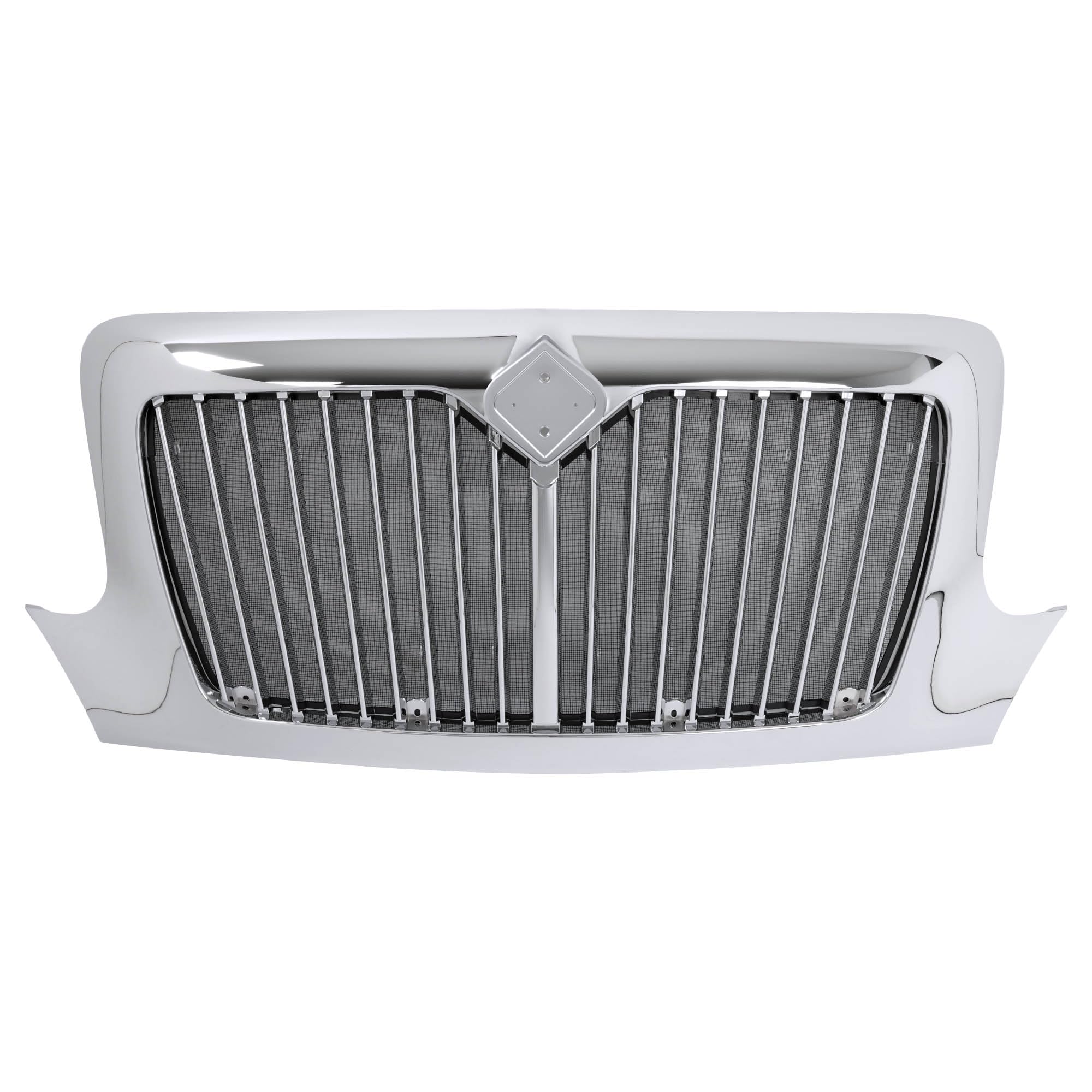 Photo 1 of ***CRACKED****ALMULOO Grill Compatible with 06-12 International Durastar 4100 Base & 02-10 4200 Base & 02-15 4300 Base / 4400 Base Chrome Grille Frame Assembly w/Bug Screen Steel+Plastic