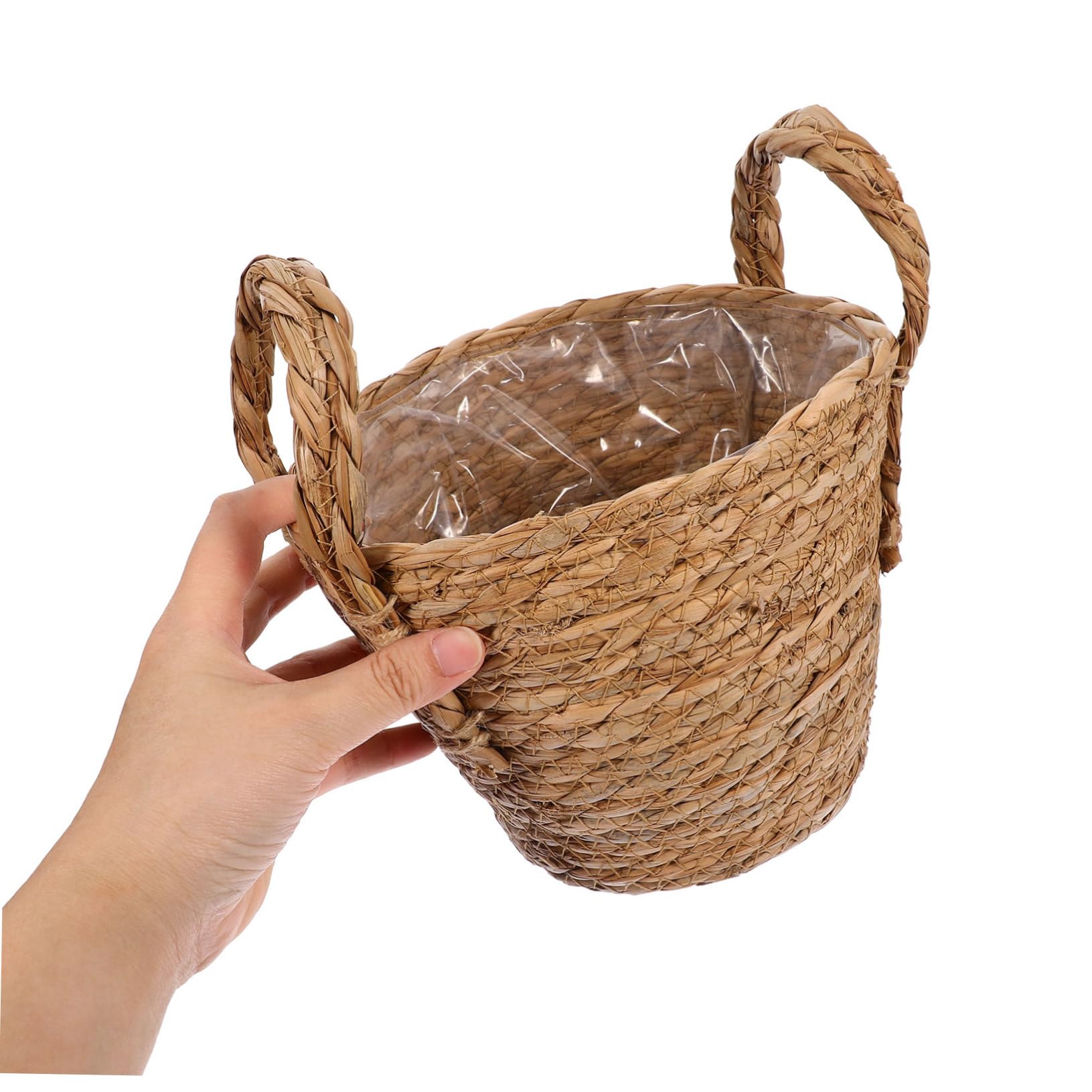 HEMOTON Woven Seagrass Plant Pot 6 Inch Diameter Indoor Straw Flowerpot with Waterproof Lining for Succulents and Decorative Greenery Storage Basket - Image 3