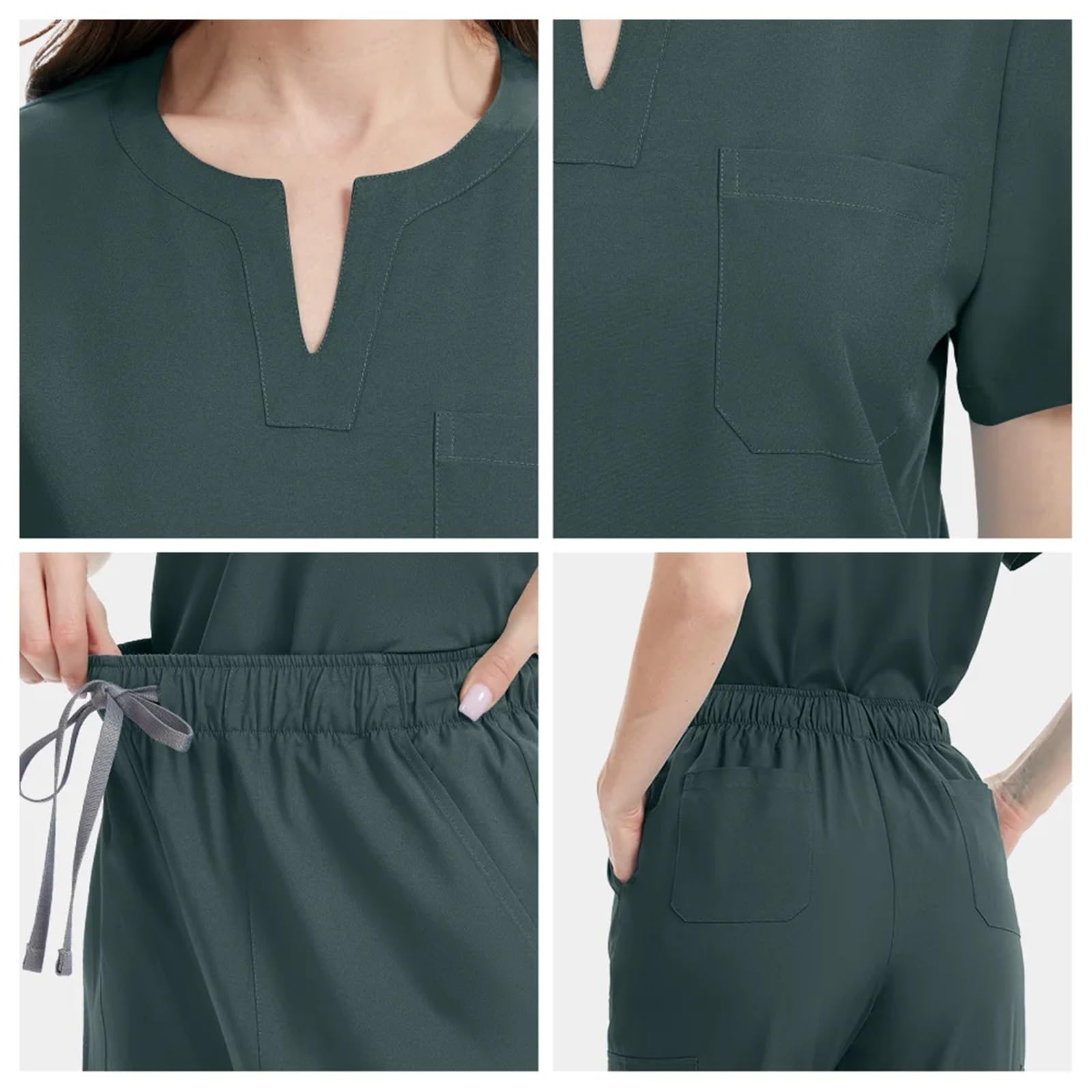 Uniformes médicos Bata Uniforme Mujer artículos de enfermería Accesorios Enfermeras clínica Traje médico salón Belleza SPA para AtencióN MéDica, SalóN De Belleza(Green,L)