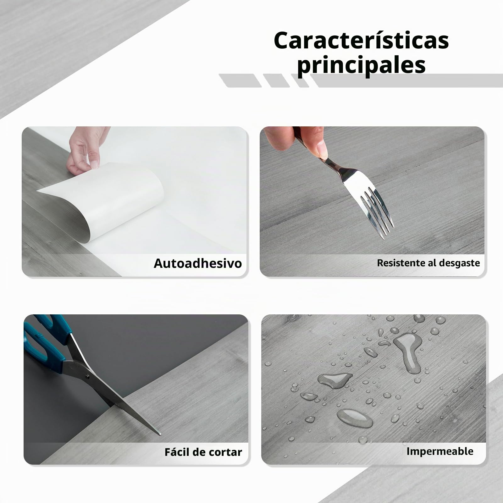 Suelo Vinilo Autoadhesivo Pisos de Madera Impermeables Resistentes al Desgaste, Pegatinas de Piso Con Aspecto de Madera Para Cocina Sala de Baño Habitación Gris 15X90cm 10pcs