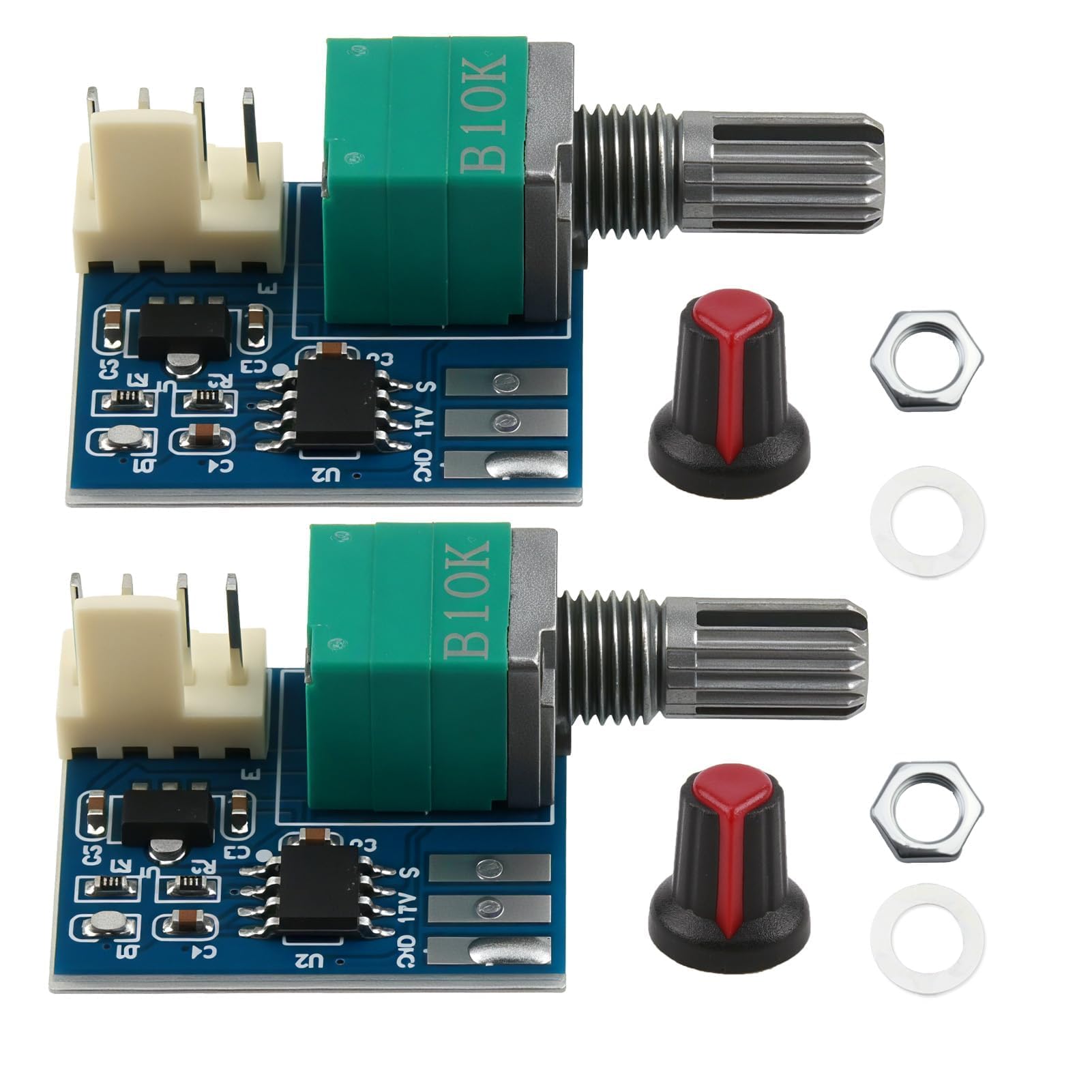 Controlador de velocidad de ventilador PWM (paquete de 2), controlador de velocidad de 12 V, controlador de velocidad de ventilador de CPU de PC de 4 cables CC 0-12 V, controlador de velocidad variabl