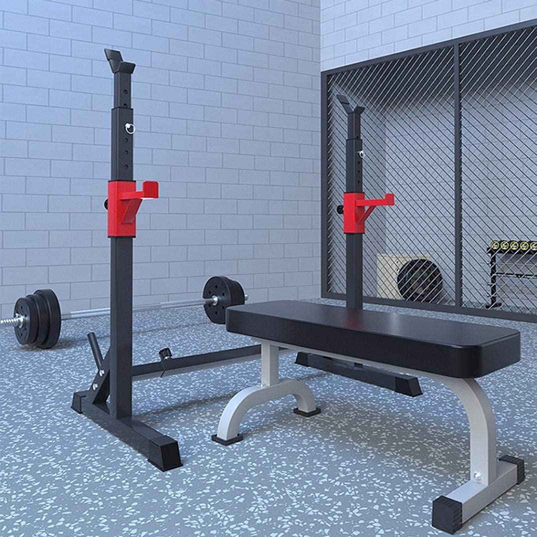 Abdominal Muscle Equipment Dumbbell Bench Adjustable Barbell Rack,Heavy Duty Sturdy Steel Squat Dip Station,Health & Fitness Weight Bench Press Stand for Home Gym Strength ExerciseMax Load