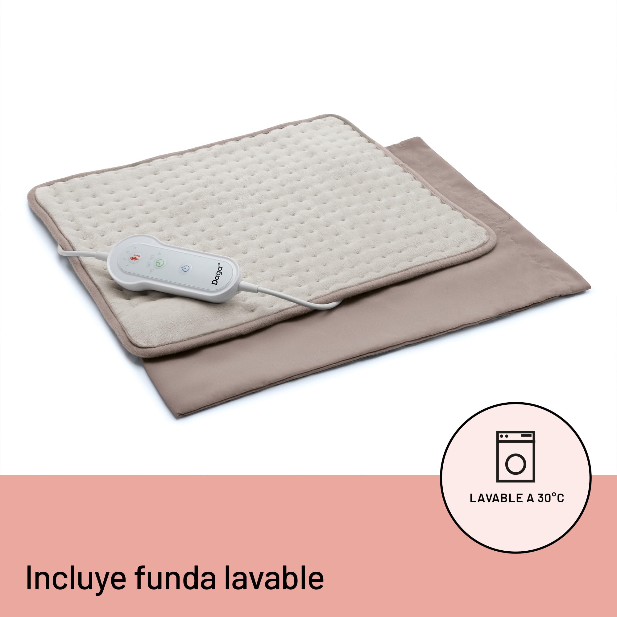 DAGA Almohadilla Térmica Confort Multi XL, Tecnología Intellisense, Suave Tejido, 3 Programas, 4 Temperaturas, 50 x 38 cm